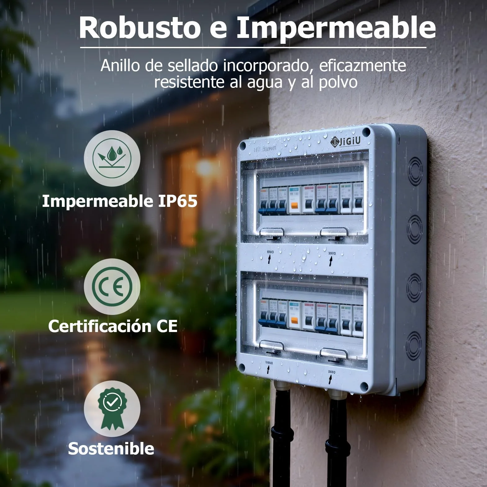 JiGiU Caja de Distribución de 24 Módulos, Caja de Fusibles Empotrada IP65, Carcasa Impermeable y Resistente a la Humedad Material ABSpara para Jardines, Columnas de Carga (365 * 275 * 110mm)
