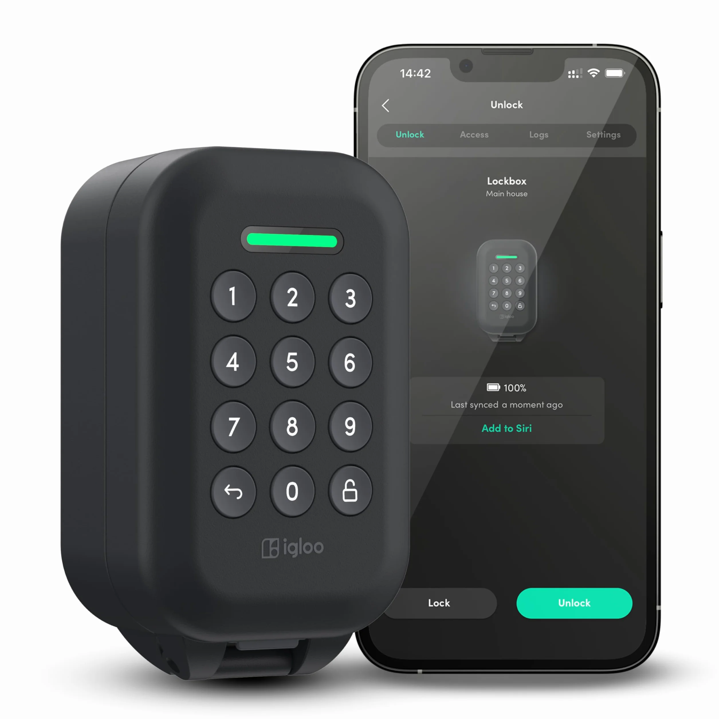 igloohome Caja de seguridad inteligente impermeable con códigos PIN sin conexión y control de aplicación Bluetooth