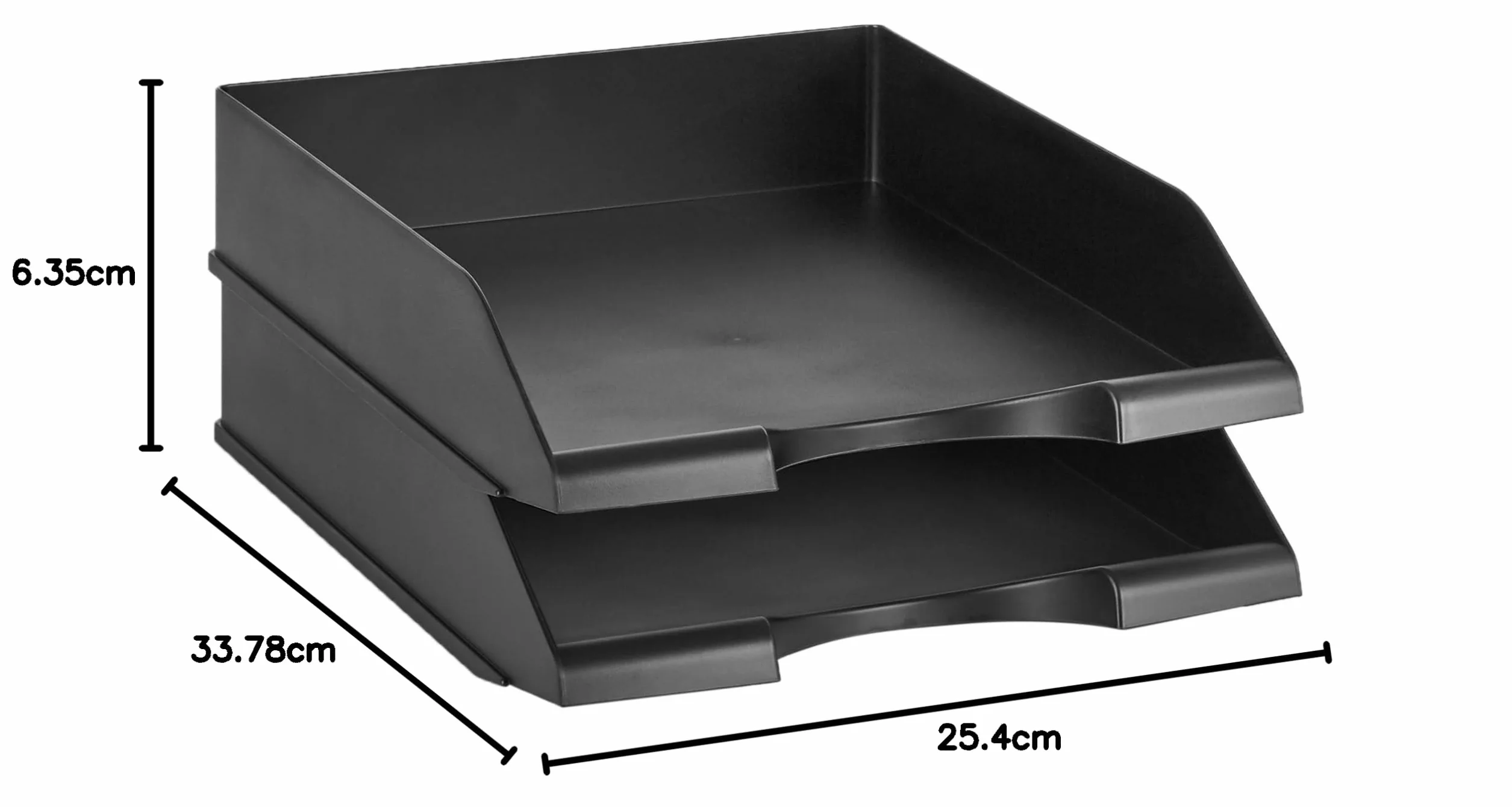 Amazon Basics Rectangular Organizador de cartas apilable, bandeja de escritorio, paquete de 2, Tamaño carta, negro