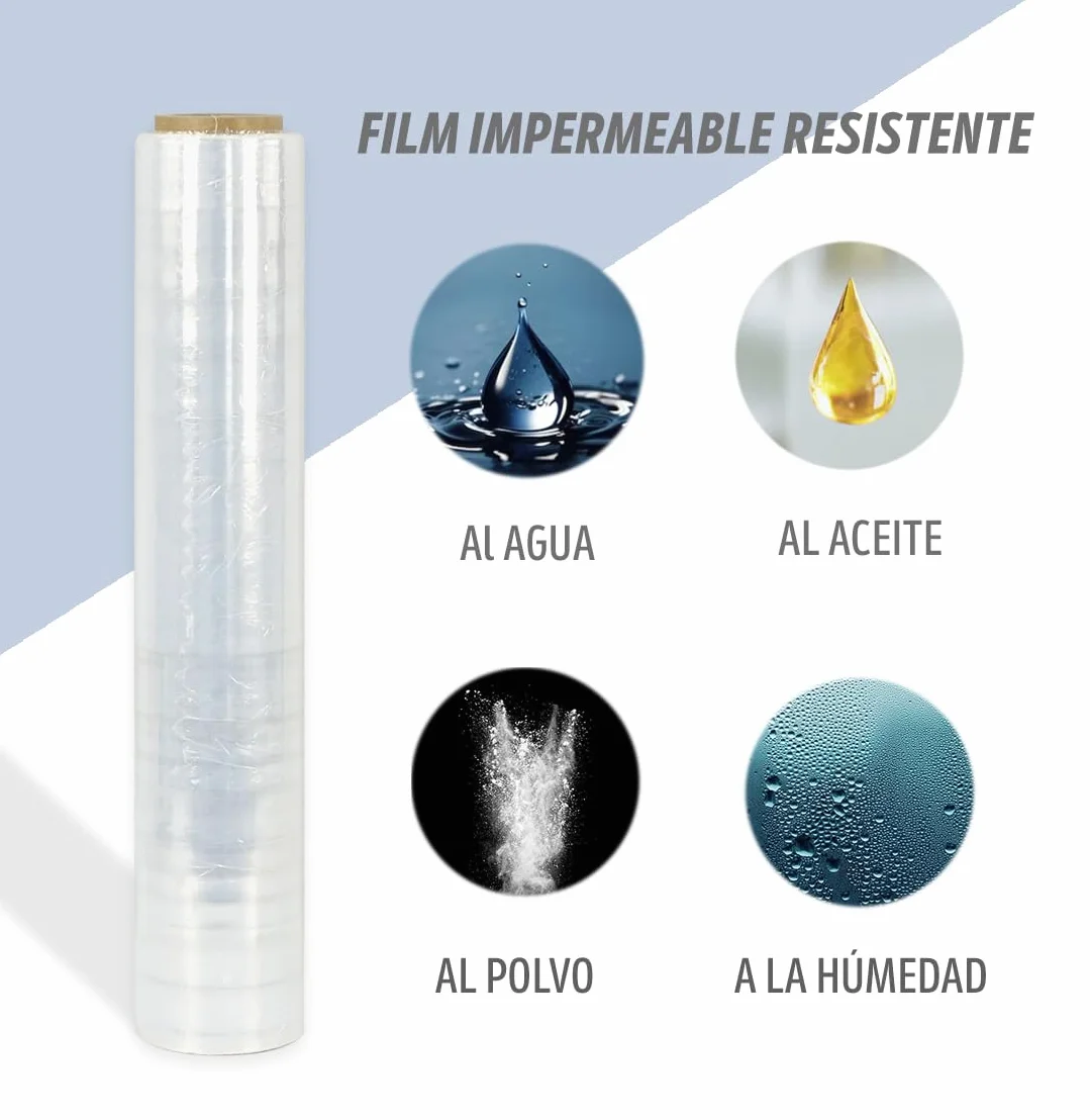 CHELY INTERMARKET Film Embalaje Transparente Pack 1 Rollo Uso Industrial Paletizar Envolver Mudanzas Almacén Carga Protección Plástico Estirable Envíos Seguro Manual Resistente