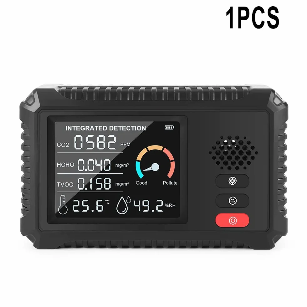 RANRAO Monitor de calidad del aire, monitor de dióxido de carbono , HCHO TVOC PM2.5 PM10 Detector de dióxido de carbono Tester