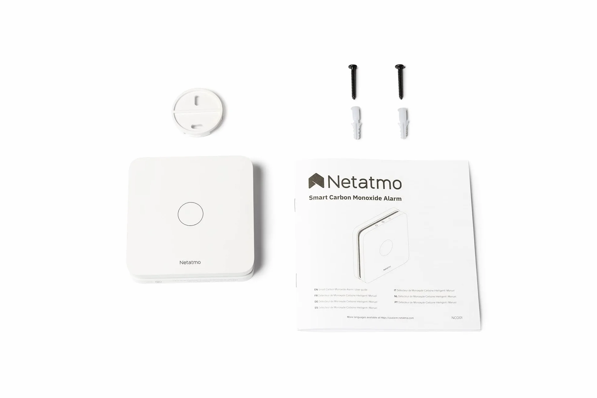 Netatmo Detector de Monóxido de Carbono Inteligente, WiFi, 10 años de batería, Alarma de 85dB, Pruebas automatizadas, Sin centralita domótica, Certificado EN 50291 y NF, NCO-EC