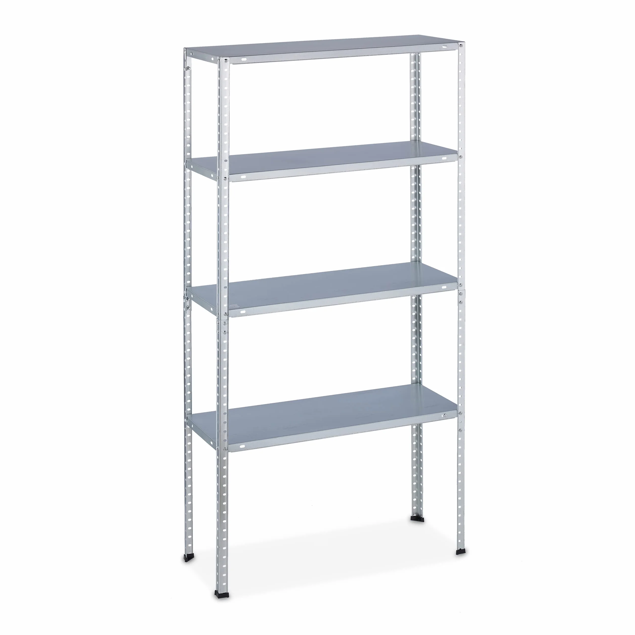 Relaxdays Estantería Metálica Industrial, 4 Baldas, 150x75x30 cm, Resiste 200 kg, Taller, Acero Galvanizado, Plateado