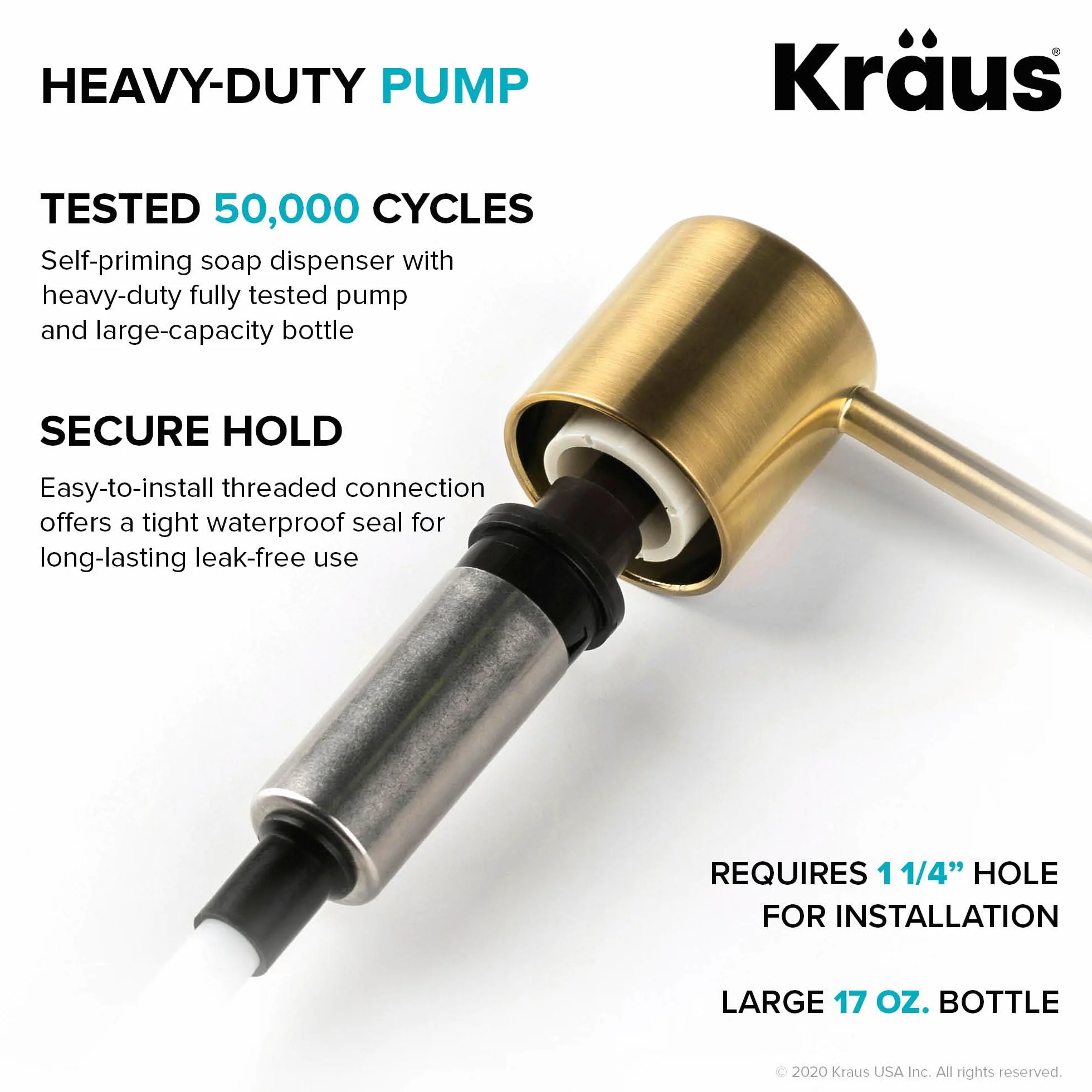 Kraus KSD-53BB Dispensador de jabón y loción para Cocina, latón Cepillado