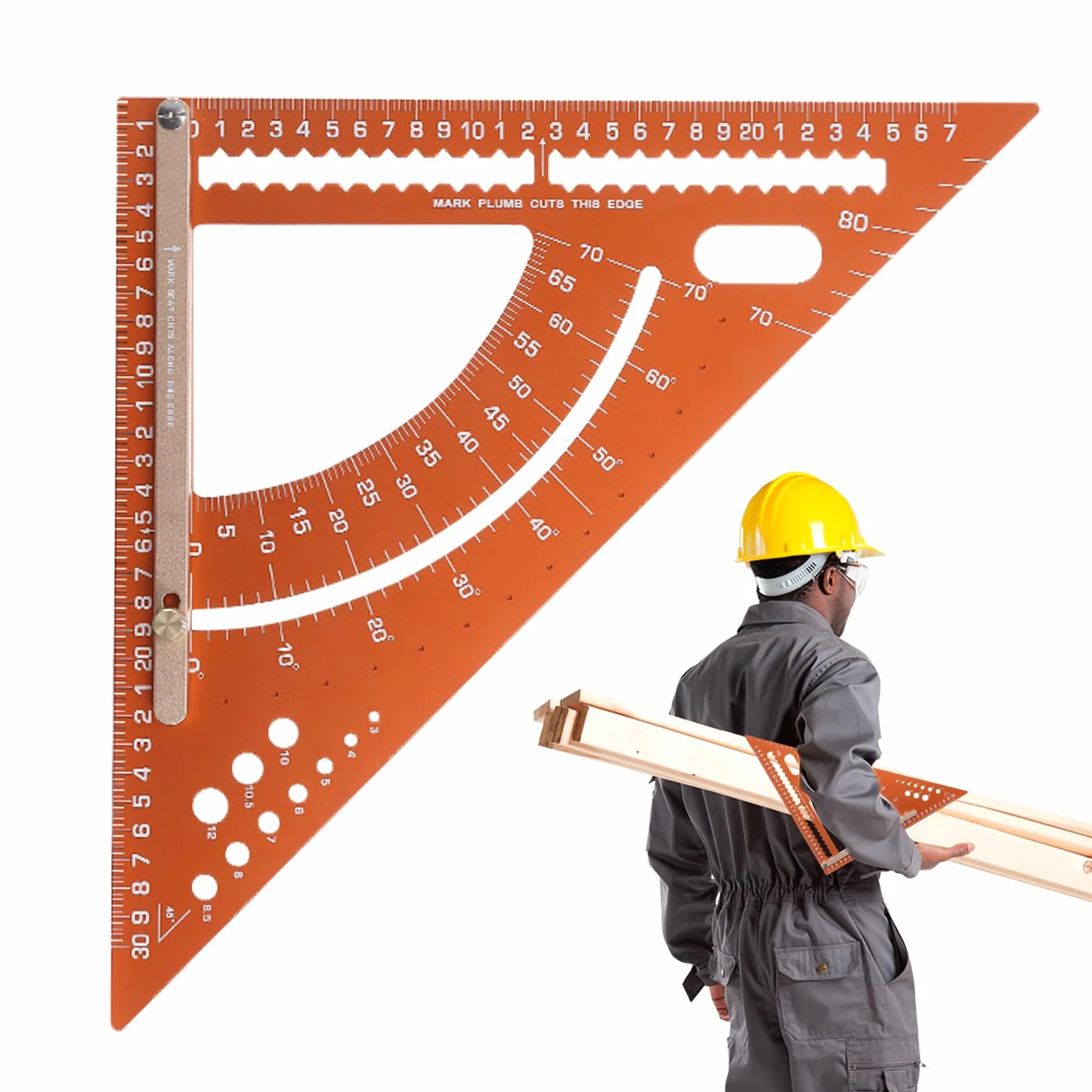 Herramienta De Escuadra Regla Triangular de Aluminio Ergonomica para | Escuadra De Carpintero Con Transportador De Ángulos para Profesionales y Aficionados al Bricolaje