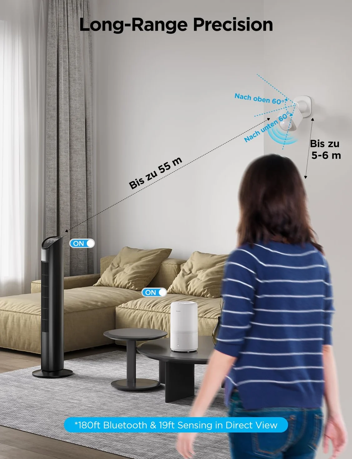 GoveeLife Sensor de Movimiento, Control de Grupo para Dispositivos Ilimitados, Sensor de Contacto Mini Inalámbrico para Automatización de Hogar Inteligente, Alimentado por Batería, Compatible con la