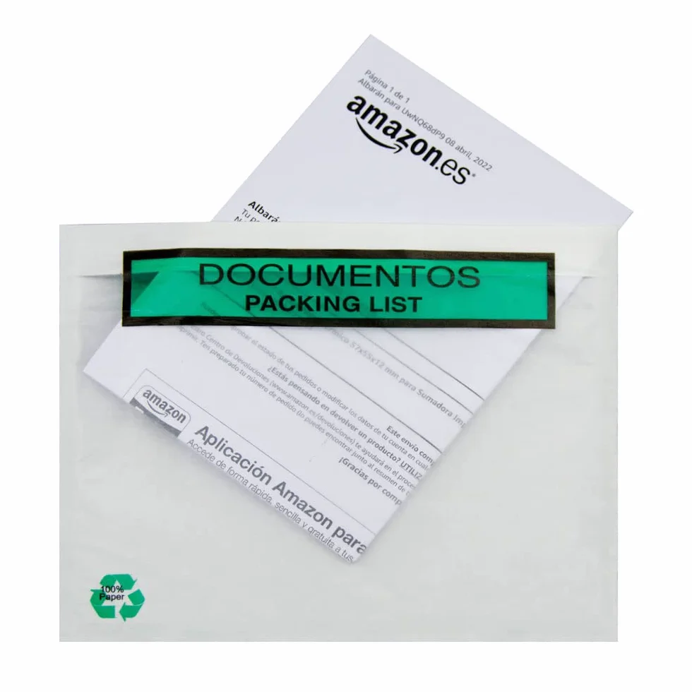 Bolsas Portadocumentos de Papel Transparente para Enviar Paquetes con Autocierre Adhesivo Fácil y Resistente. Bolsas para Embalaje de Correo y Envíos Seguros (100 UDS, 175x135)
