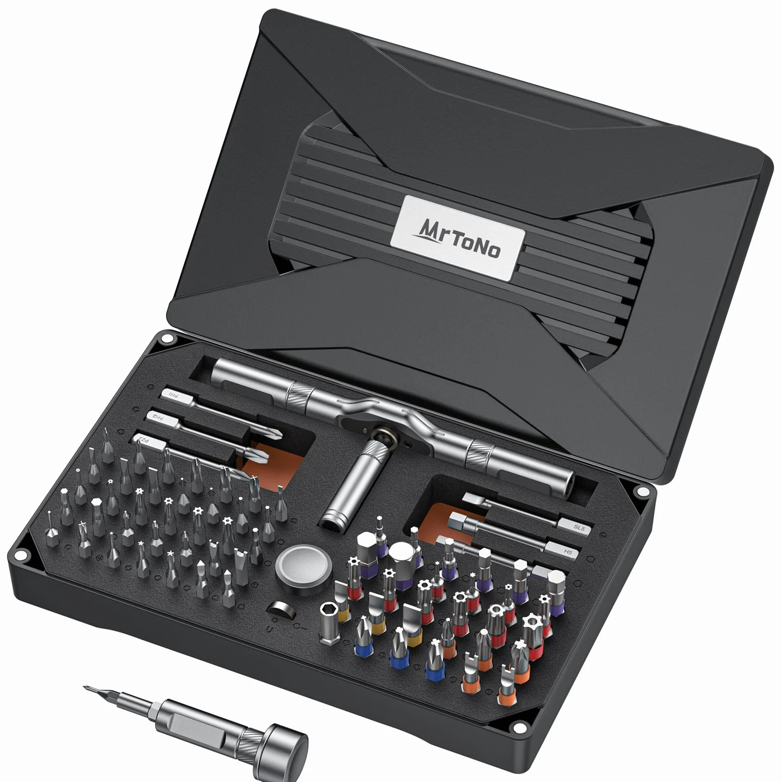 Juego de destornilladores magnéticos 74 en 1, juego de destornilladores de trinquete, juego de destornilladores multibroca con mango desmontable, kit de herramientas de reparación para muebles