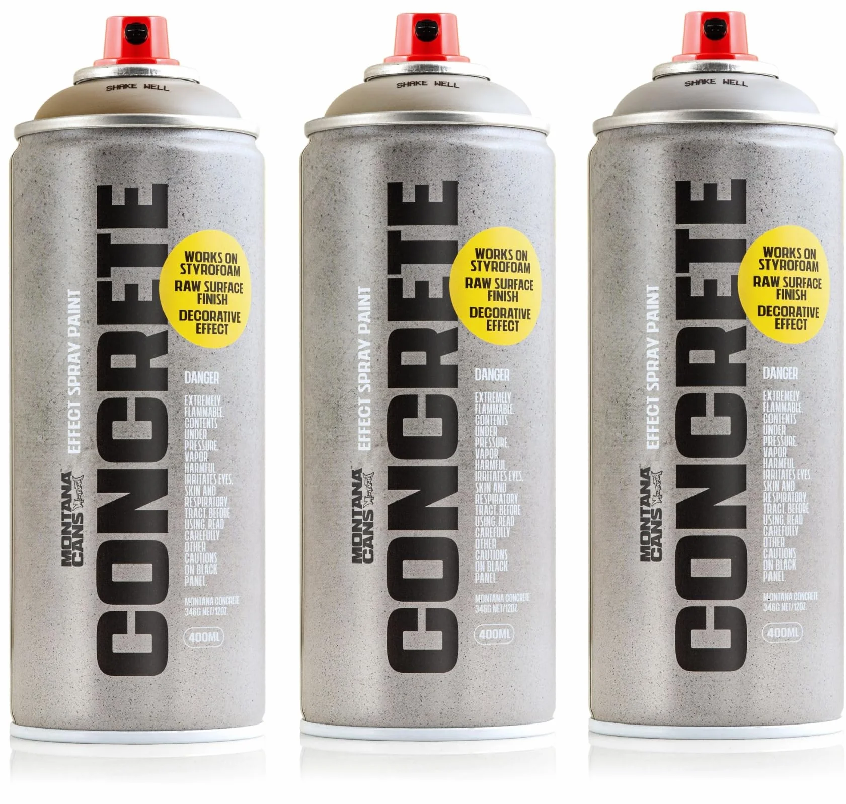 Montana Cans – Spray efecto hormigón 3 x 400 ml Concrete Effect Spray – escala de grises