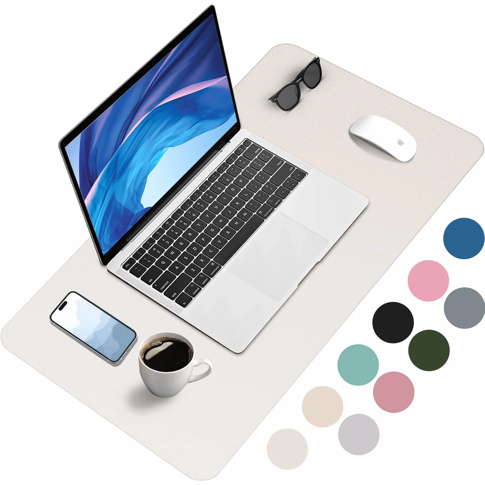 Alfombrilla de Escritorio Protector PU Impermeable Antideslizante 80x40 cm Mouse Pad Grande Beige