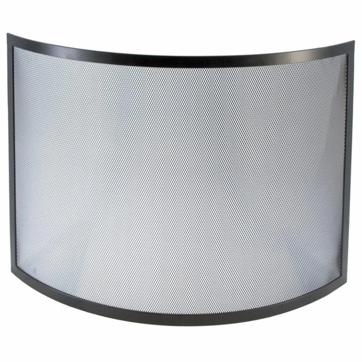 Rejilla Curvada de protección para Chimenea, Mampara Cortafuegos, Salvachispas en Hierro Forjado Color Negro- Altura 67 x Longitud 90 cm