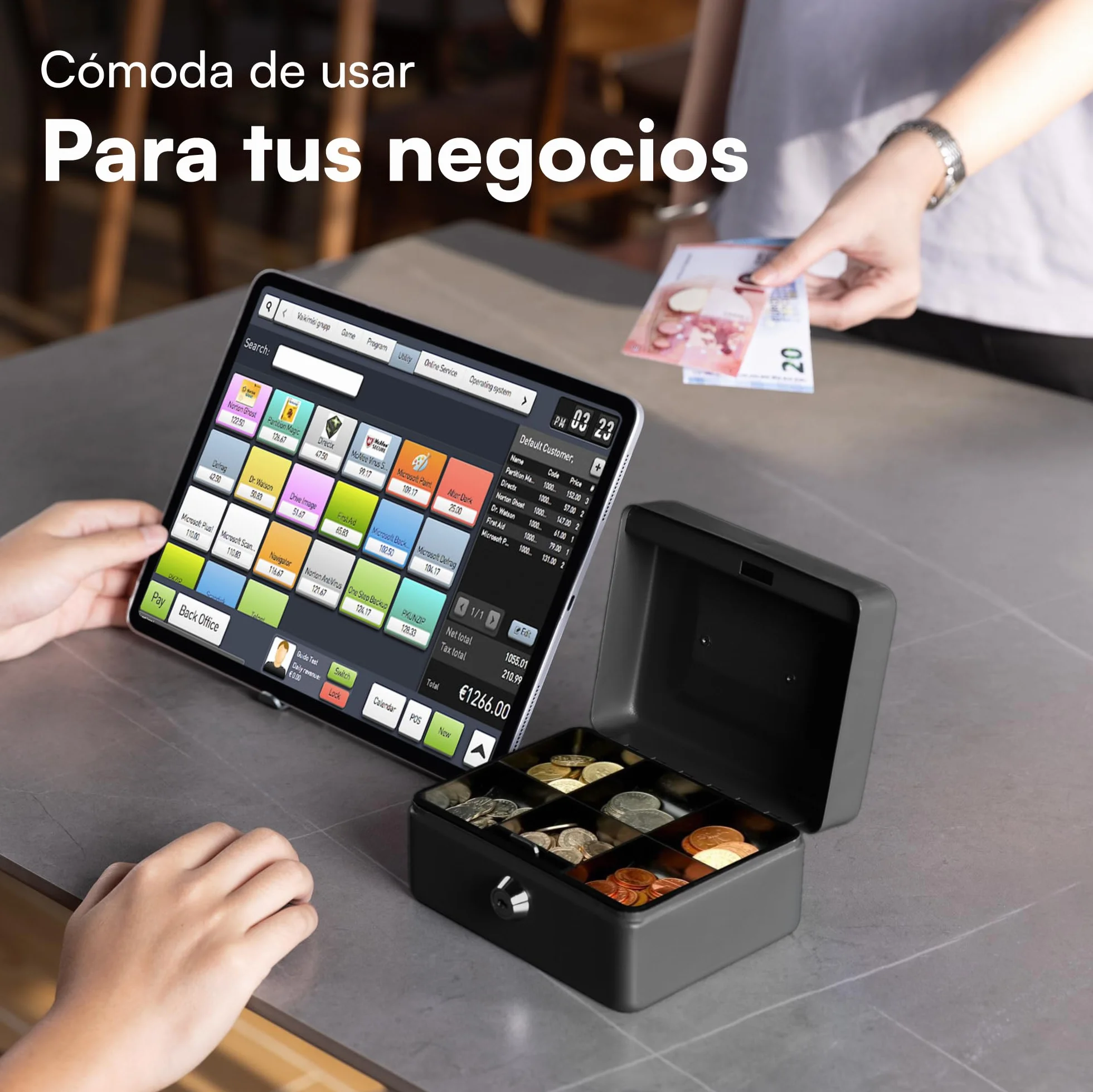 Caja de caudales H&S de acero con cierre y dos llaves 15 cm negro