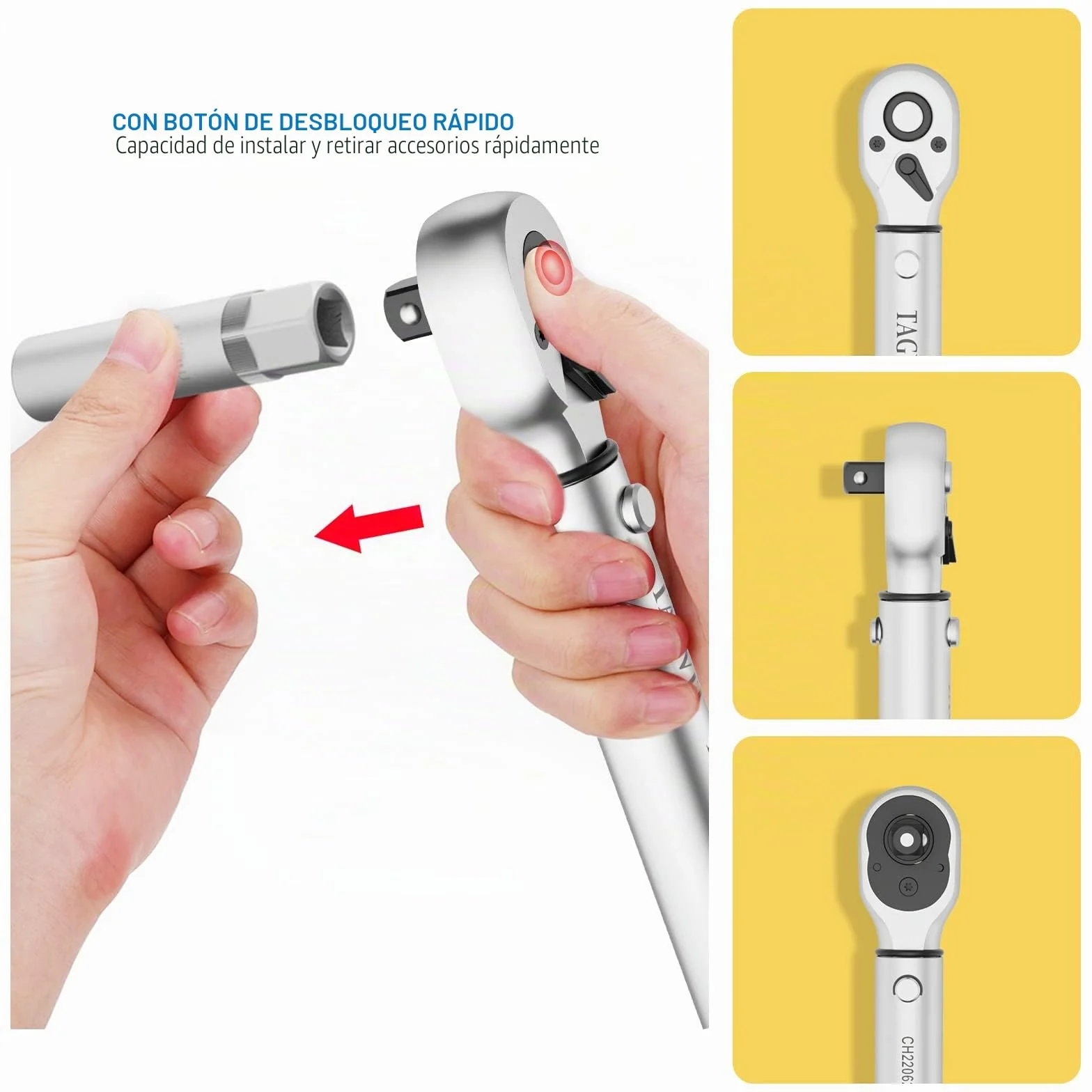 Llave Dinamométrica 3/8", ±3% Alta Precisión, 10-110Nm Llave Dinamométrica para Bicicleta, Moto, Coche