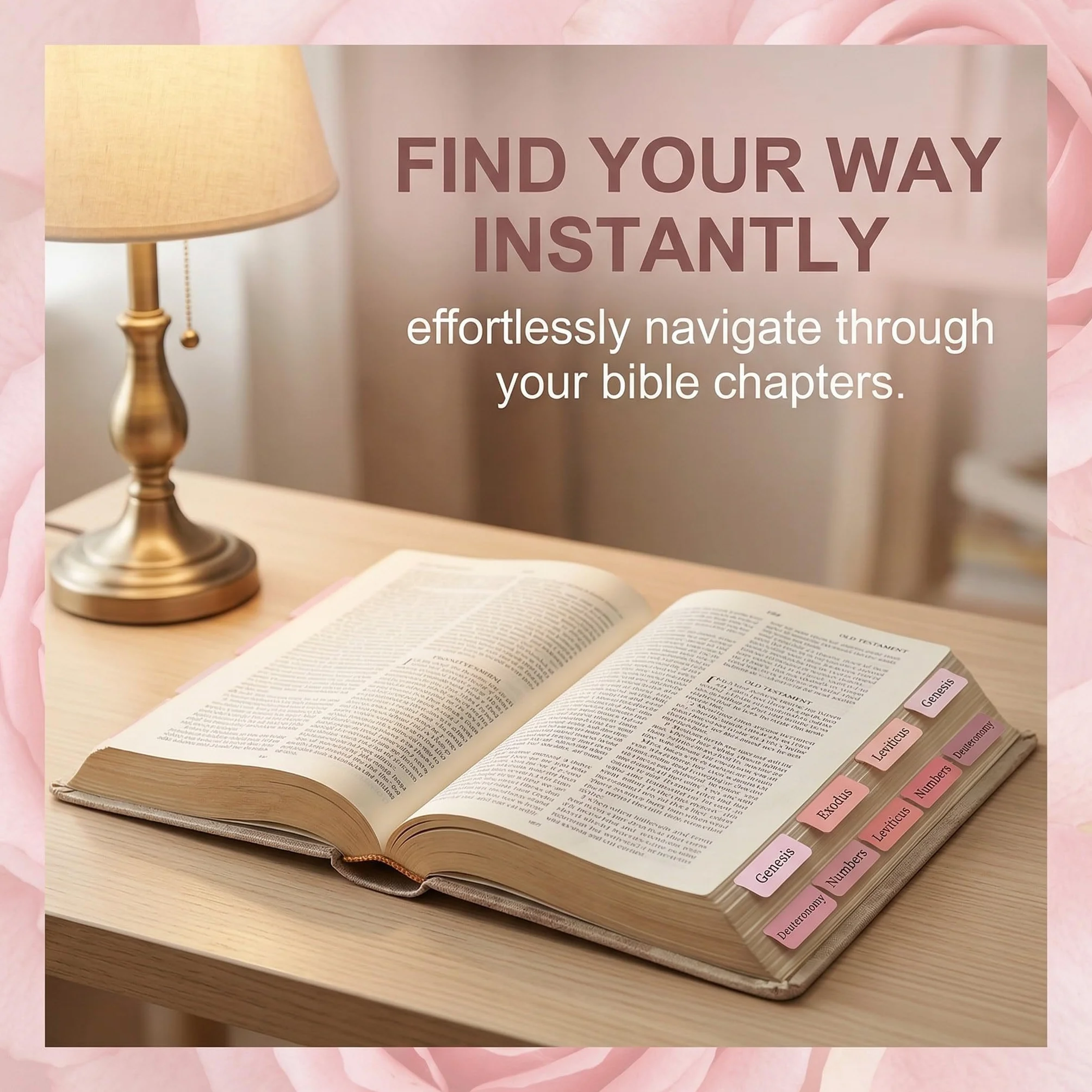 Pestañas Laminadas para la Biblia, 75 Pcs Tablas Biblias Laminadas - Accesorios Bíblicos (Rosa)