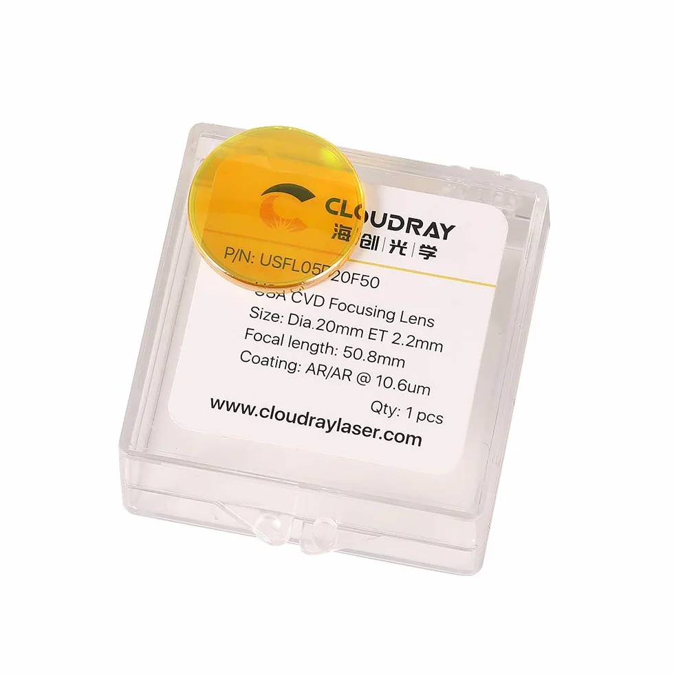 Cloudray CO2 Lente De Enfoque Lente Láser De CO2 Znse Focus Lens Laser Lens Laser Mirror Focal 20mm FL 63,5 T2mm CVD USA Znse 40W-200W For Para Grabado Láser Grabado De Corte Compatible con K40, 4060