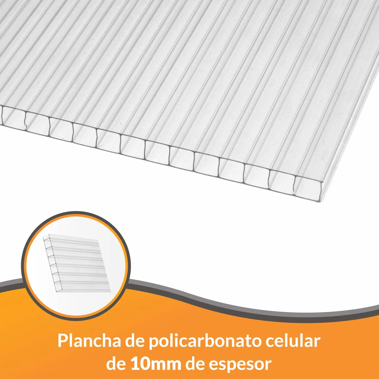 Kit Placas de policarbonato Compacto Transparente 10mm - Medida Final 1500 x 2800 mm- Incluye Accesorios de instalación