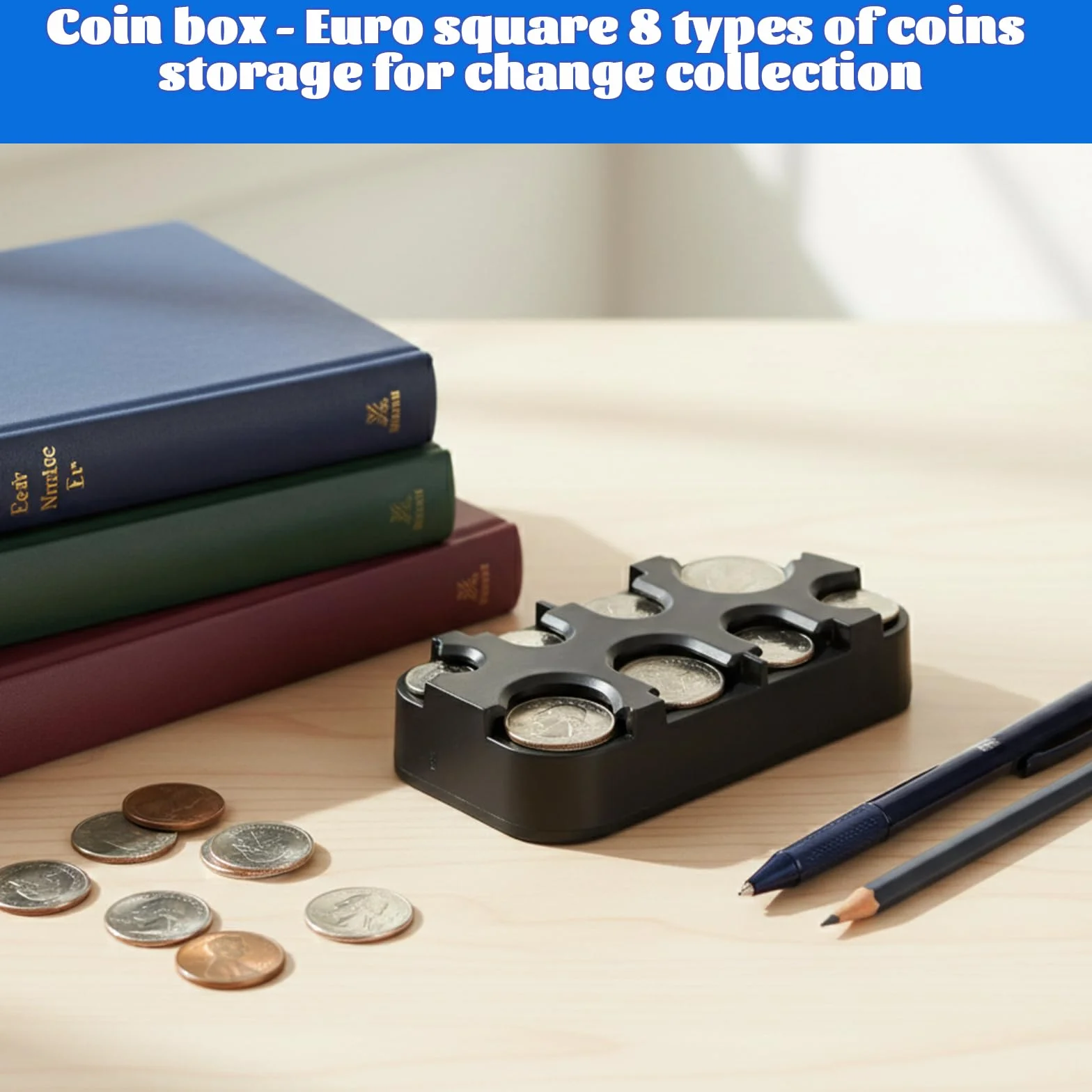 Portamonedas Clasificador Organizador de Monedas 8 Compartimentos 3x48 Moneda Fijación Rápida Negro