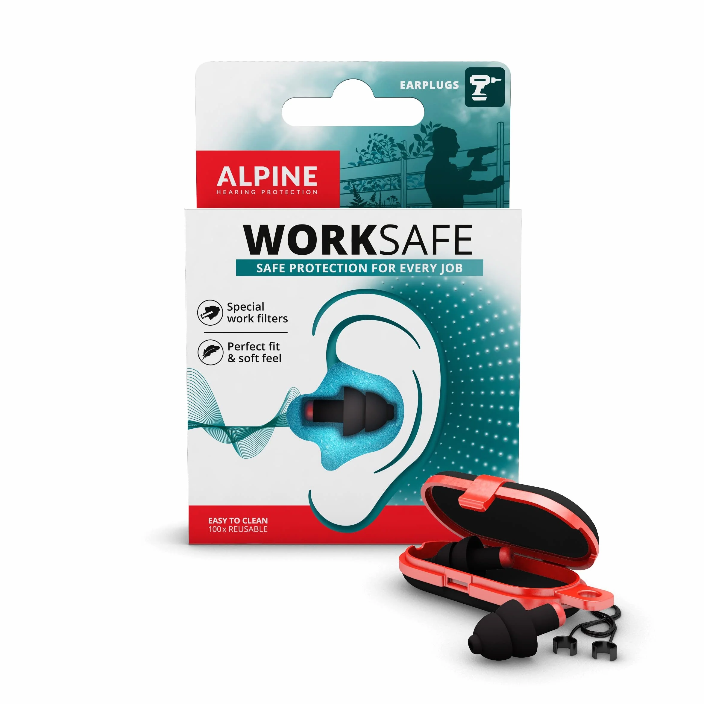 Alpine WorkSafe Tapones Antiruido 23 dB Reutilizables con Cordón