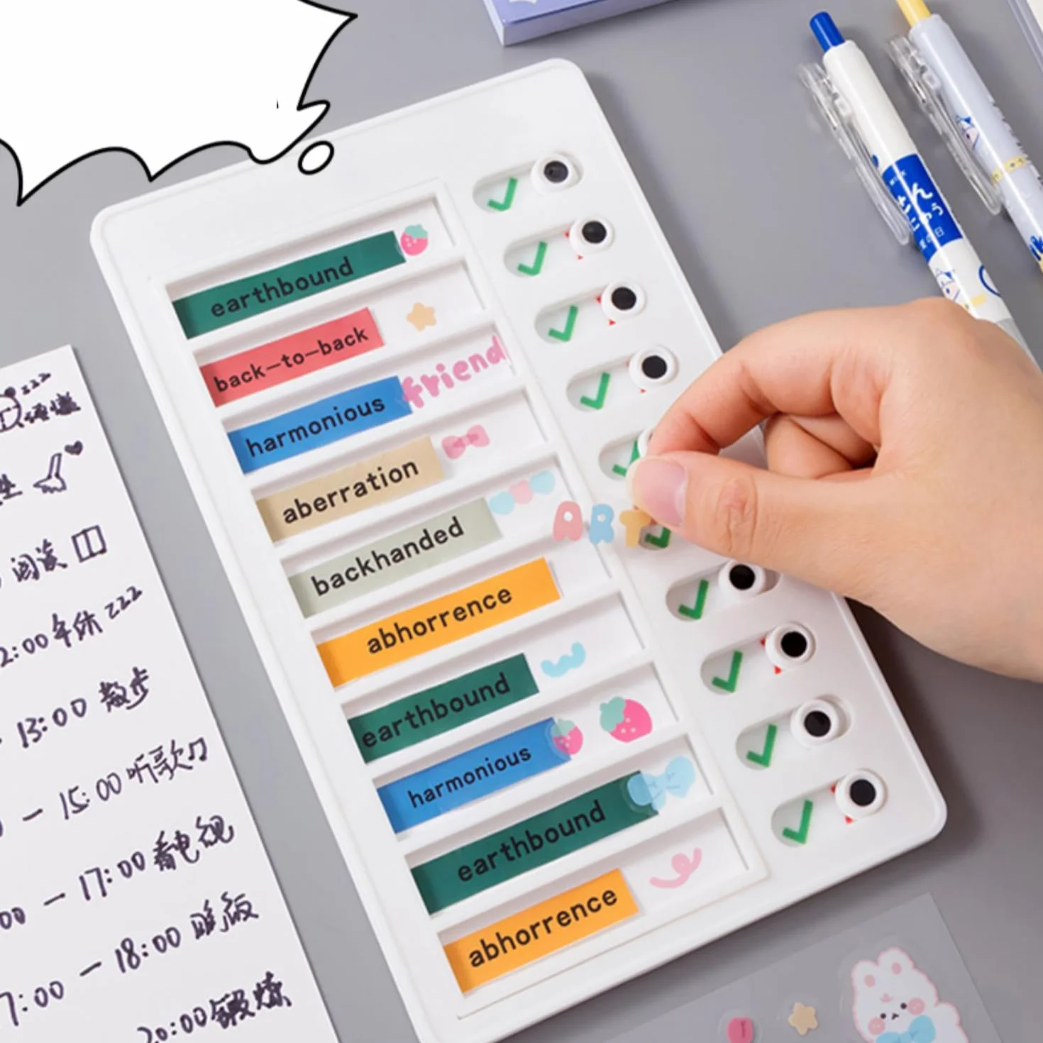 Tabla de tareas blancas 4 piezas plástico niños con 10 cartulina desmontables lista de verificación