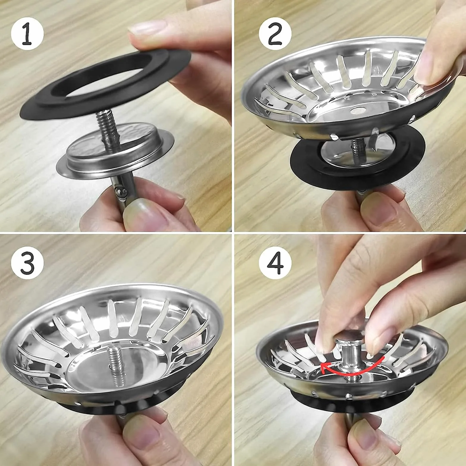 Tapón colador fregadero cocina acero inoxidable 80 mm UK paquete 2