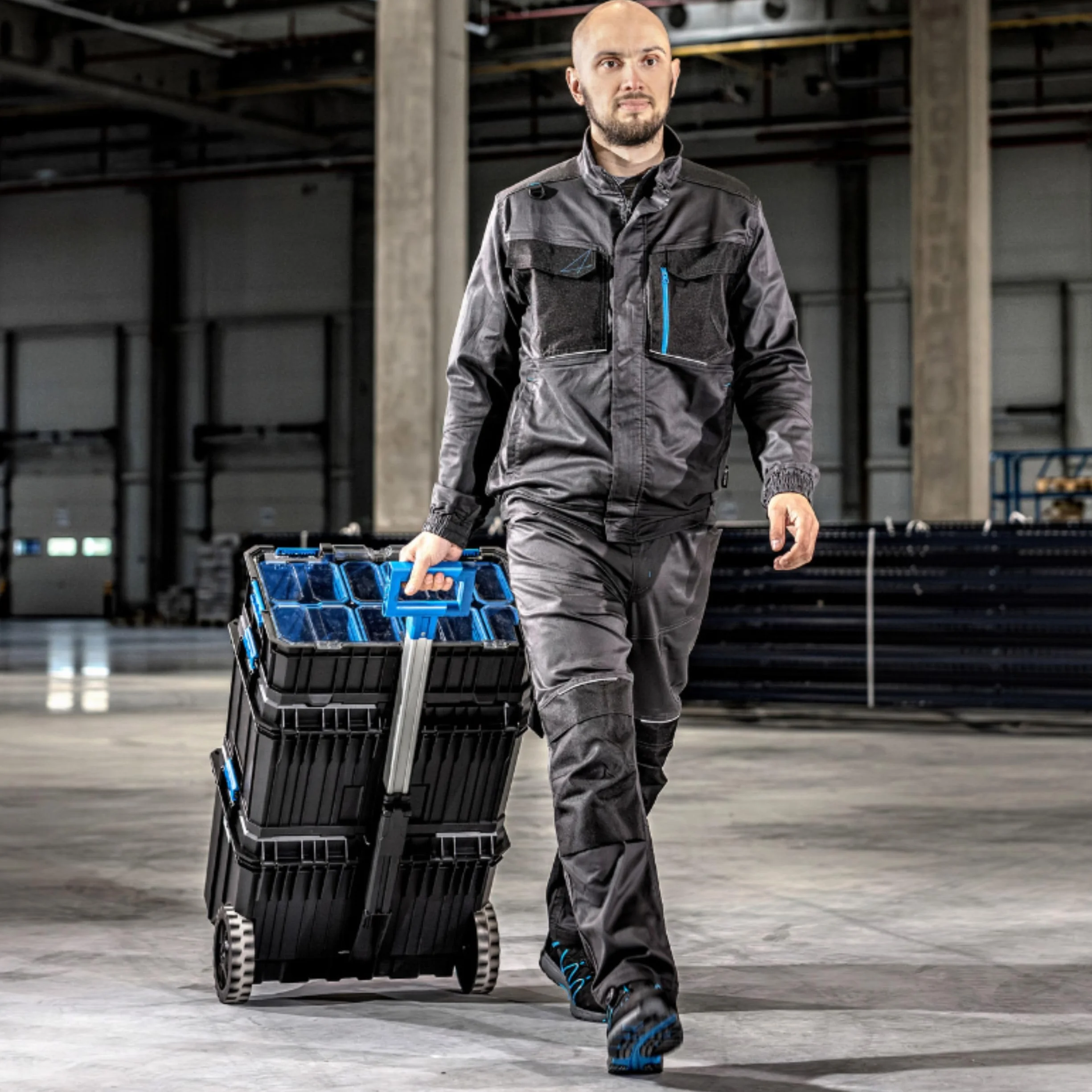 Högert Technik - Set de Cajas 4 en 1 HT7G500, Caja Herramientas con Ruedas, Resistente a Daños, Maletin Herramientas a Prueba de Polvo, Cierres Robustos de ABS, Estructura Modular