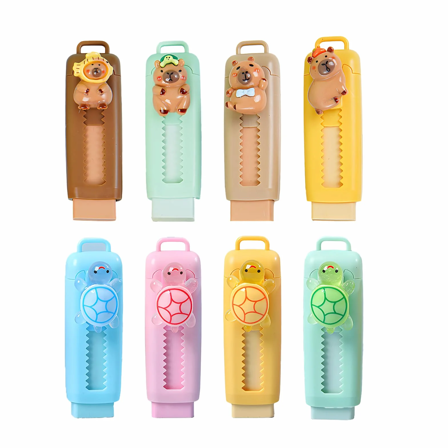 Gomas de borrar retráctiles Capybara para niños, aprendizaje y dibujo, regalos de Navidad