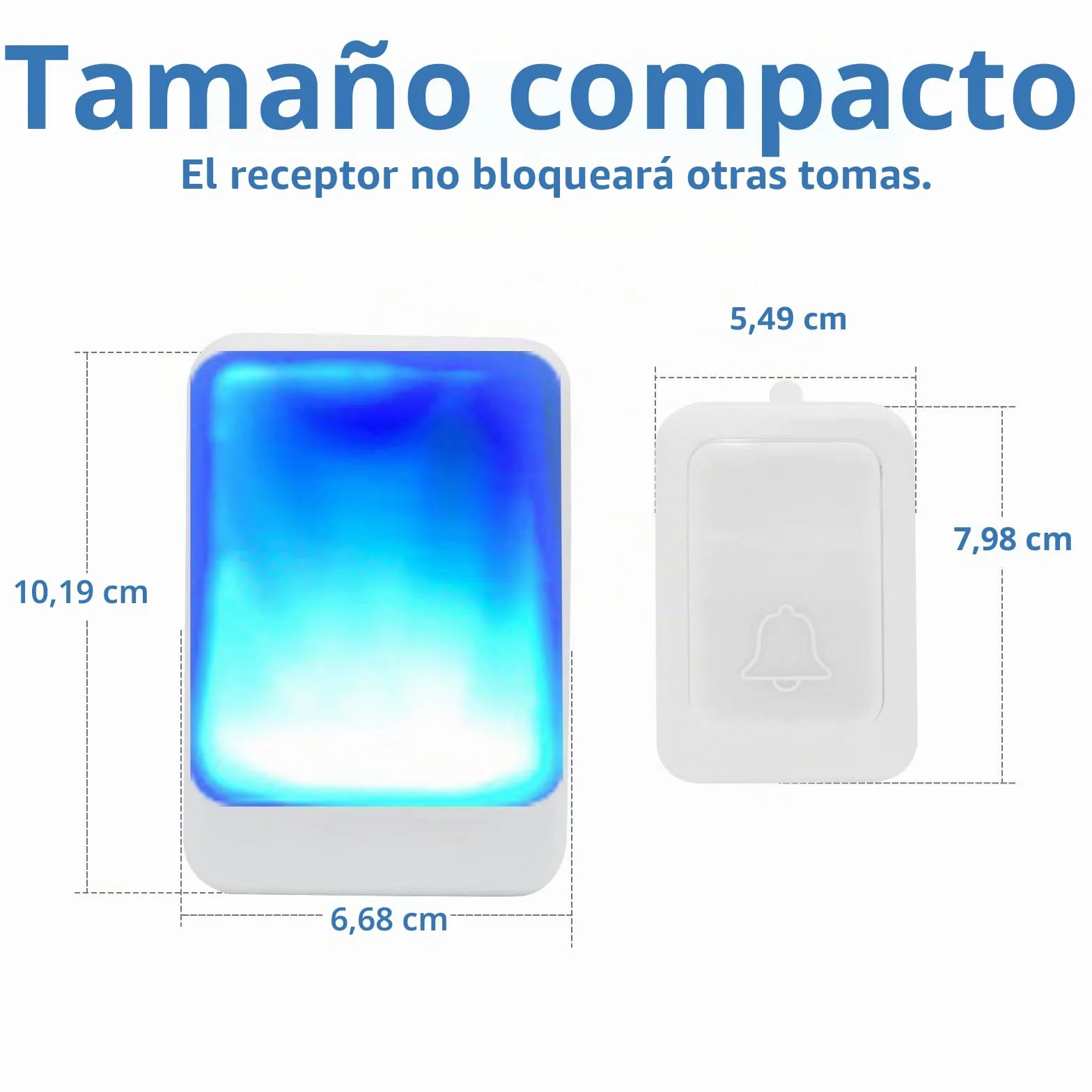 Timbre de puerta inalámbrico con flash sonoro, 7 colores, 4 volúmenes, 183m, para ancianos y discapacidad auditiva