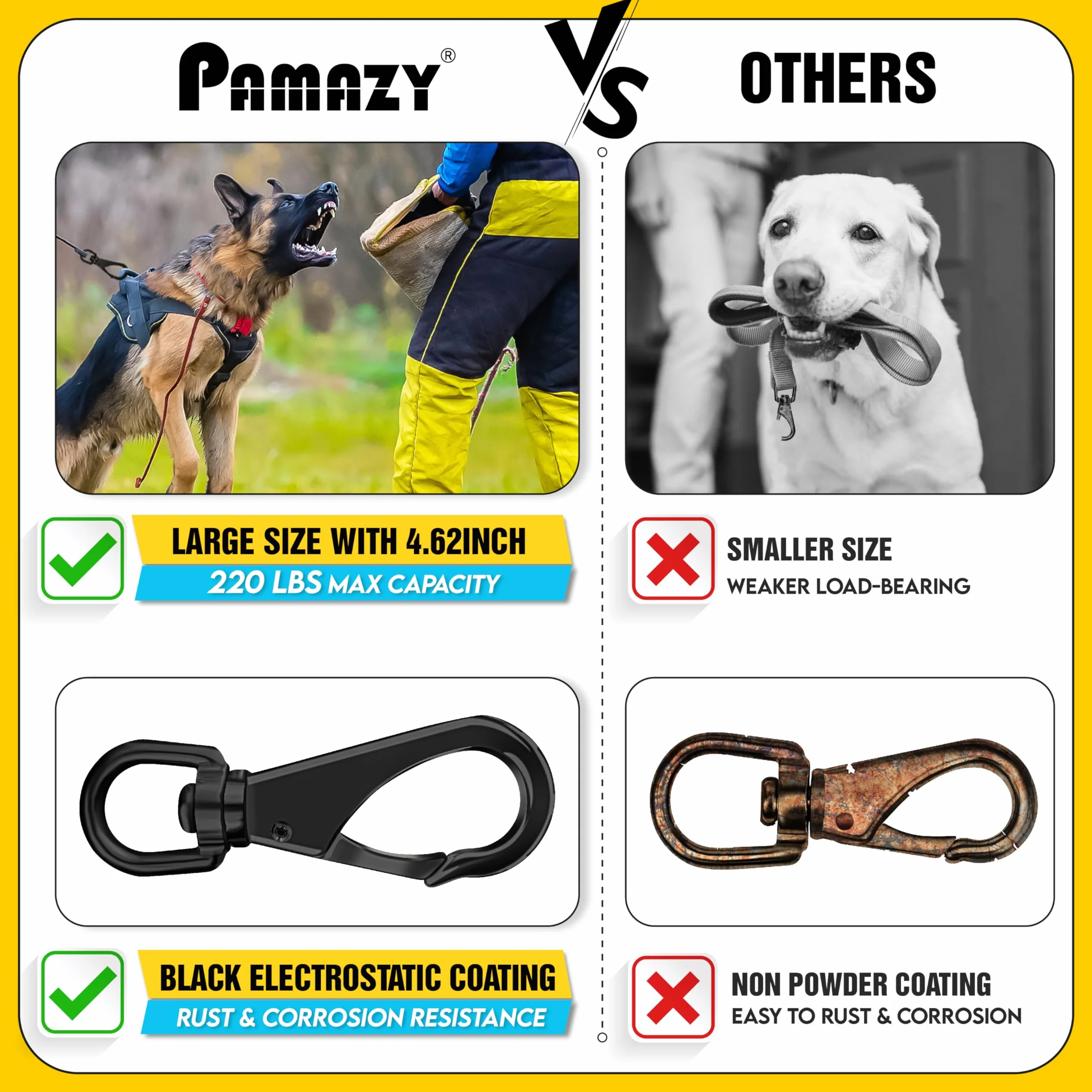 [Extra resistente] 2 broches giratorios de acero inoxidable de 4.6 pulgadas, capacidad de 220 libras, clips giratorios multiusos, ideales para marinos, deportes, equipajes, mascotas, columpios,
