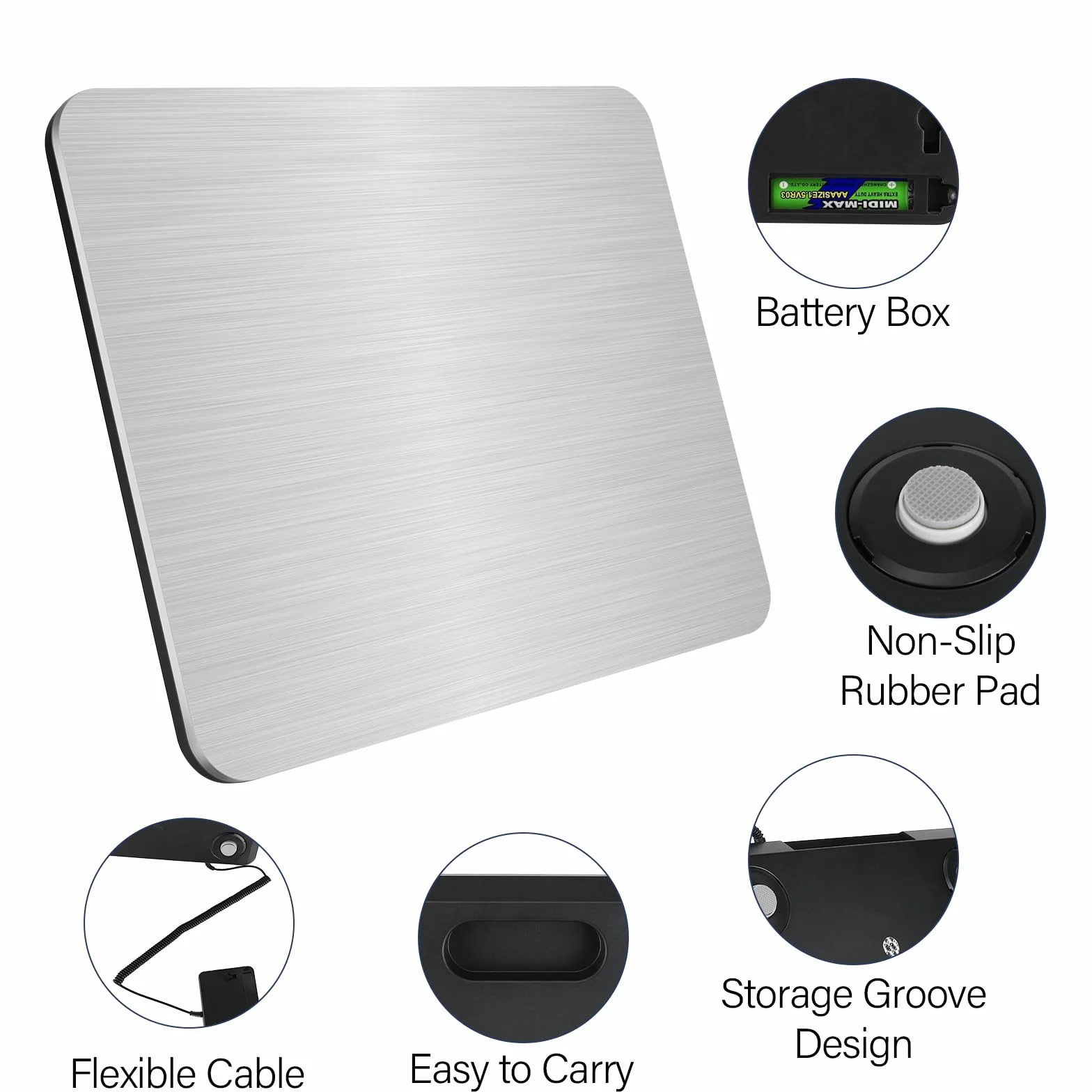 Báscula Digital Collazoey 200 kg/10 g USB Ricaricabile Acciaio Inossidabile Sensore a 4-Punti LCD