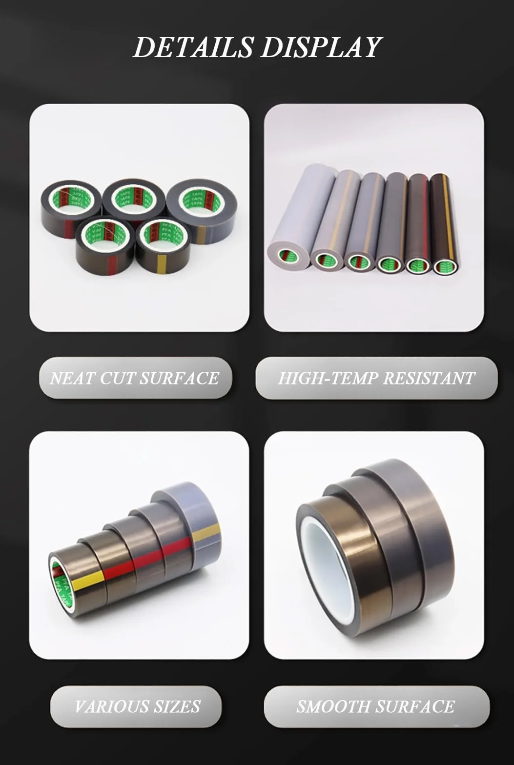 Cinta de teflón de 0,13 mm de grosor y 80-100 mm de ancho, adhesiva de PTFE for máquinas selladoras al vacío e industrias eléctricas, 10 metros de largo.(80mm)
