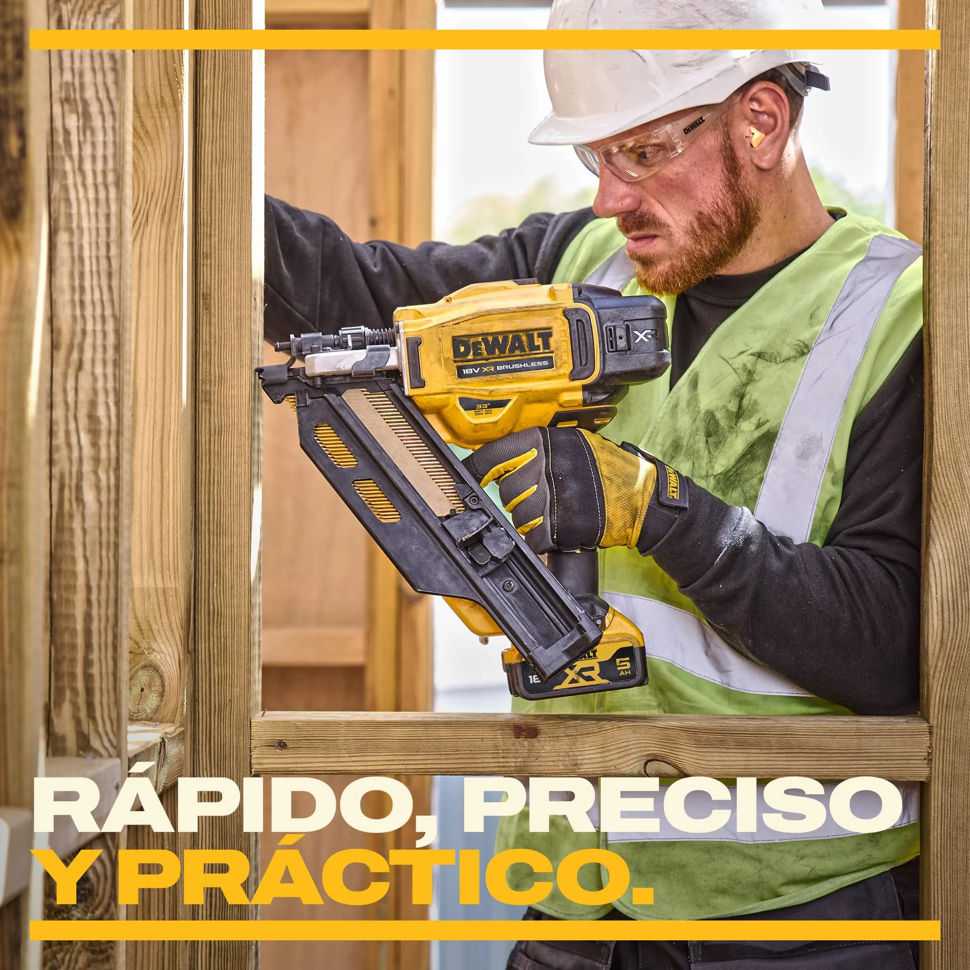 DEWALT 18V XR Clavadora de Estructuras Brushless de Nueva Generación, Solo herramienta, DCN950N-XJ