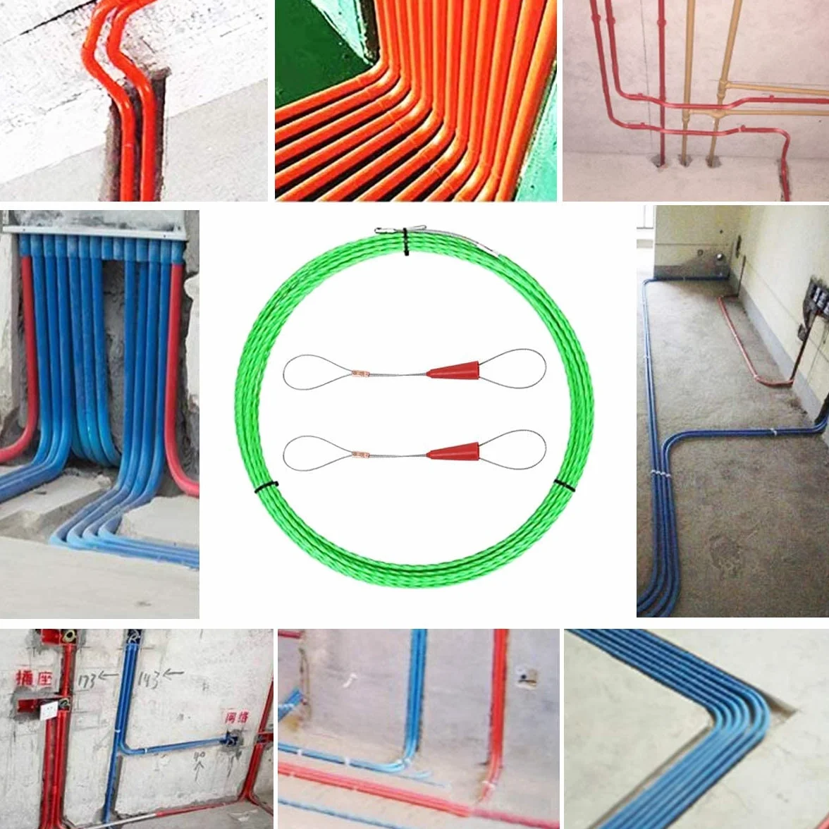 Guia Pasacables 20M, Enhebrador de Alambre Electrico Diámetro 4.5 mm, Guia Pasacables Dispositivo con 2 Muelle de Guía, Guia Pasacables Trenzada para la Colocación de Cables