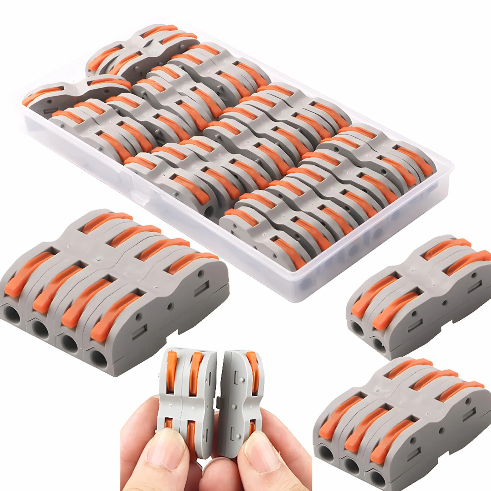 CESFONJER Lever-Nut Surtidas Conector, Bloque de Terminales de Barra de Presión Bilateral, Conductores de Surtido Conectores de Cable Compacto SPL-1 (Paquete de 24)