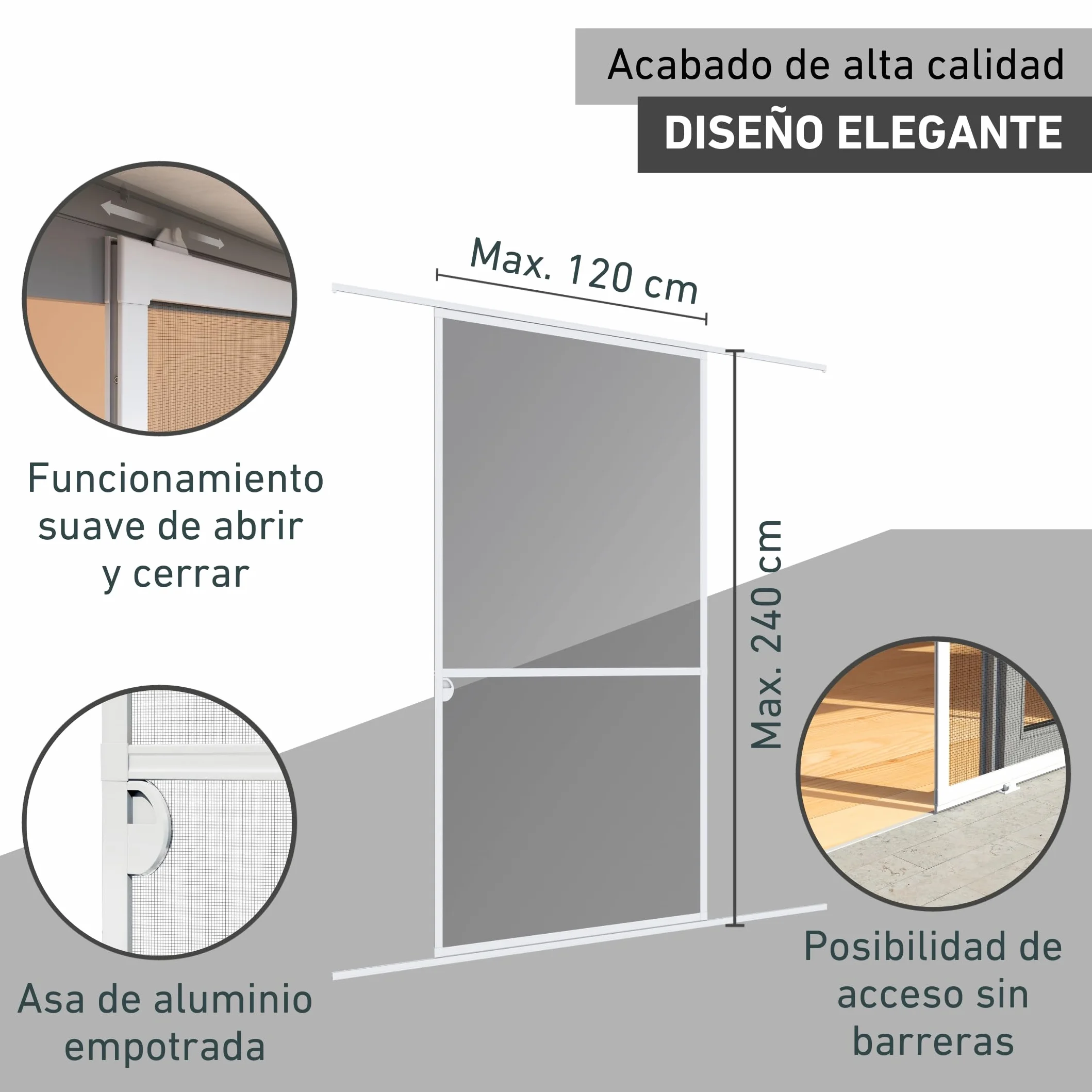 Windhager mosquitera corredera Expert, Marco de Aluminio para Puertas, 120 x 240 cm, Blanco