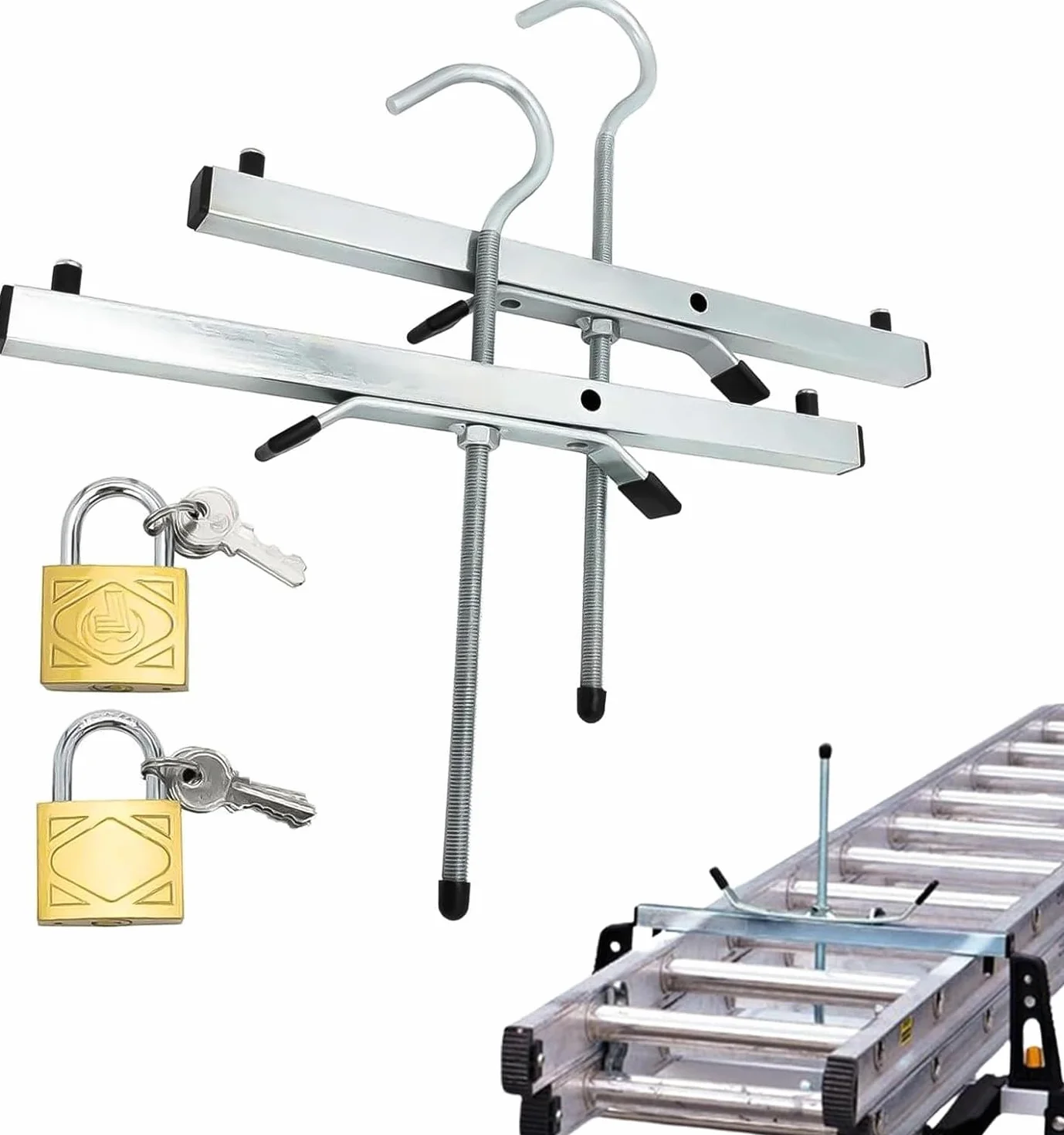 HEYOUTH Abrazaderas estabilizadoras de escalera,Soportes de escalera seguros,Sistema de Pinzas,para Escalera para el Montaje en bacas de Coche