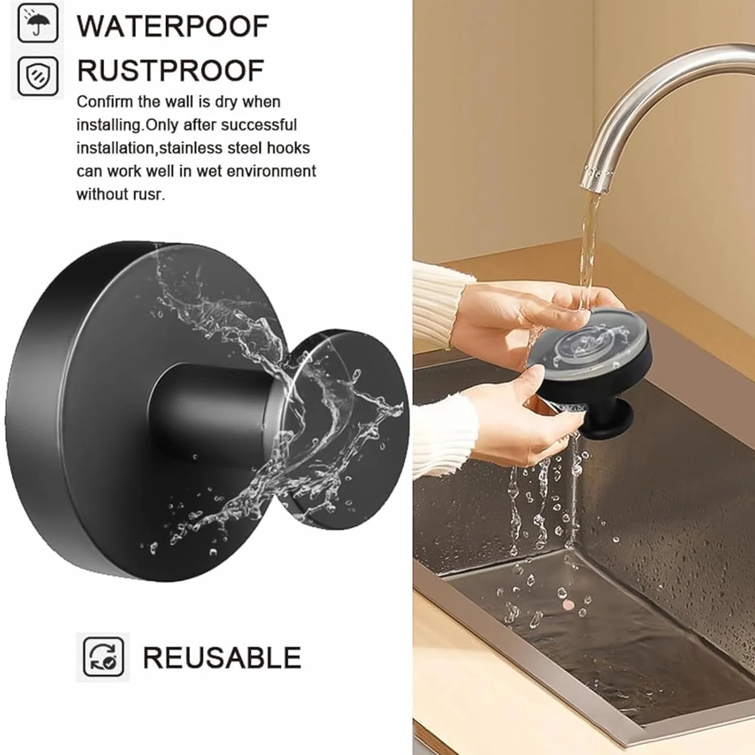 Genérico Ganchos Ventosa, 2026 New Soporte Para Toallas De Baño, Ganchos Ventosa Baño Vacío Súper Fuerte Sin Taladro, Acero Inoxidable con Ventosa, Sin Agujeros, Gancho De Pared (Black-4 PCS)