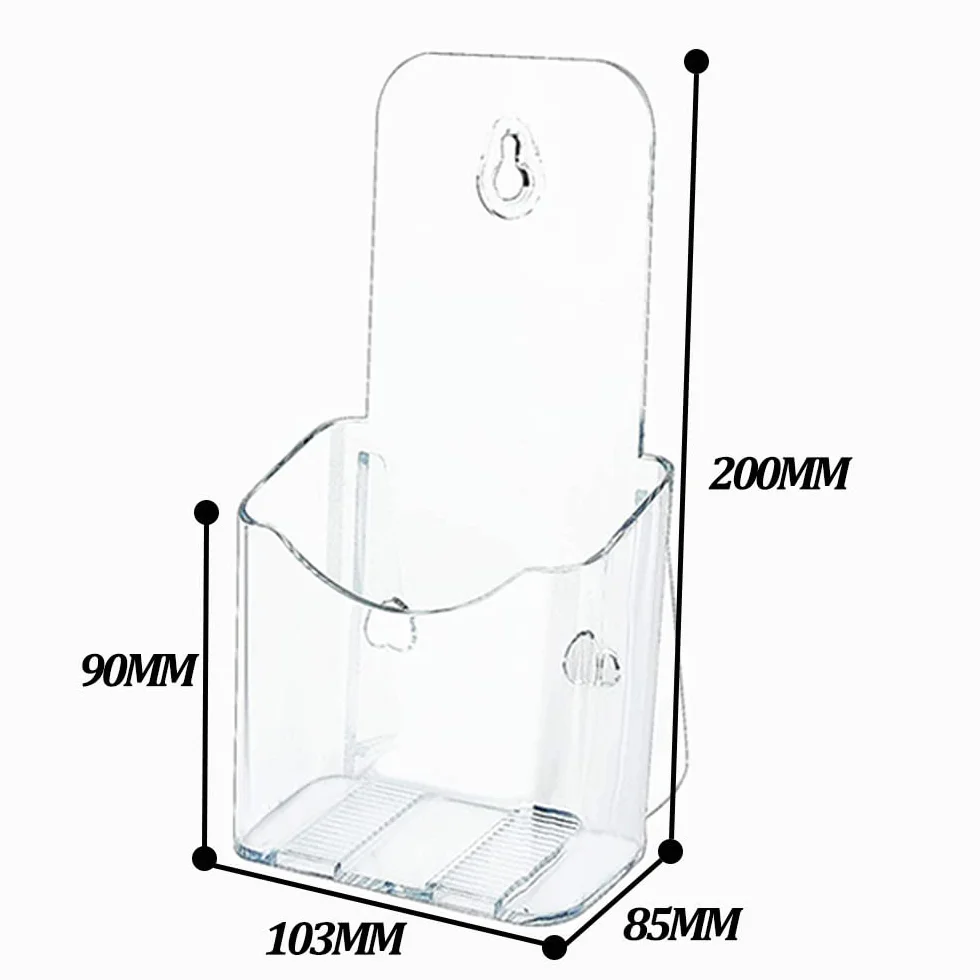 Porta Folletos de Acrílico Transparente A6 para Pared o Mesa – Soporte para Folletos, Menú, Revistas