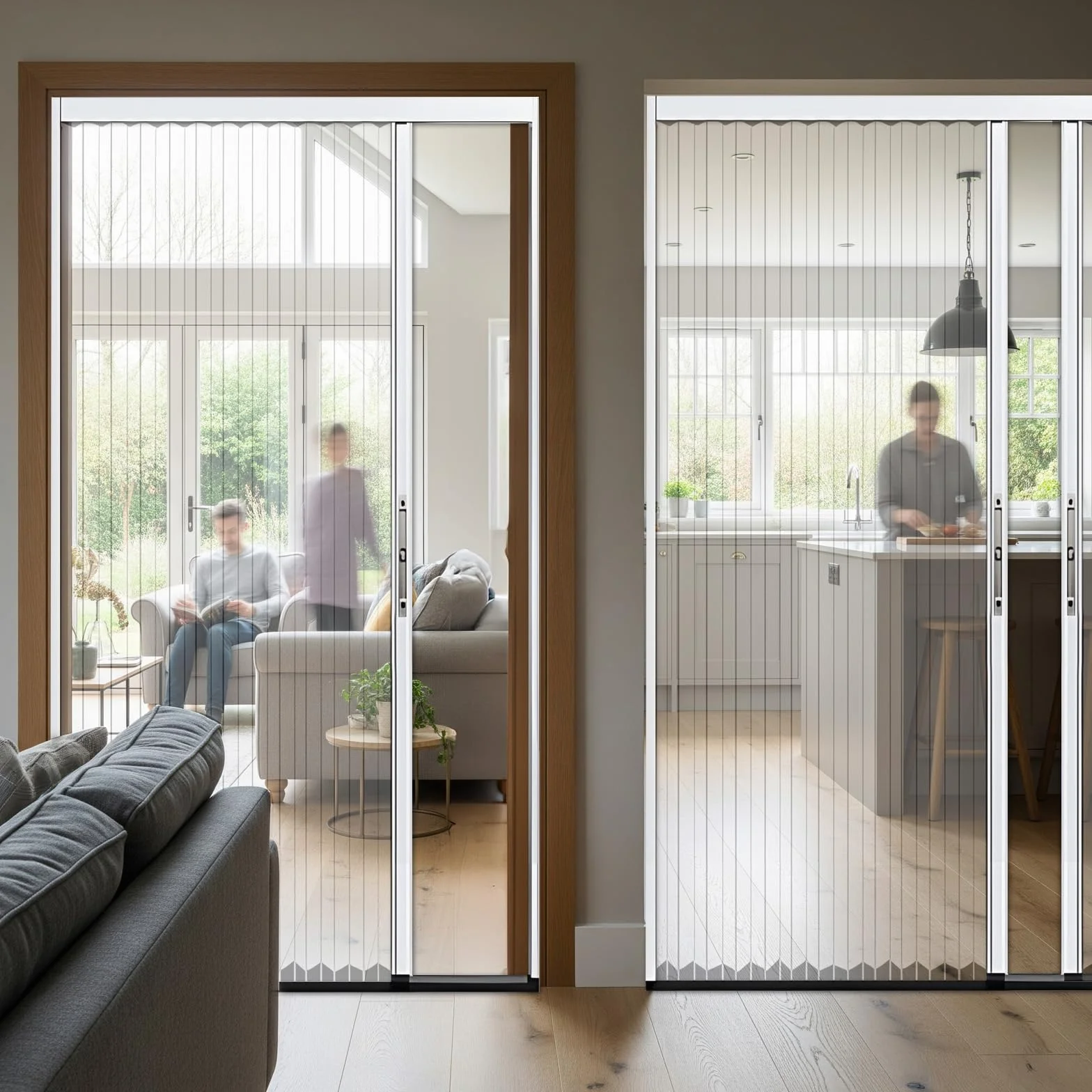 Puerta Corredera Plegable, Puerta Acordeón Interior Transparente sin Taladrar con Cerradura, Marco de Aluminio y Panel Acrílico, Separador de Ambientes para Baño Cocina Armario Patio