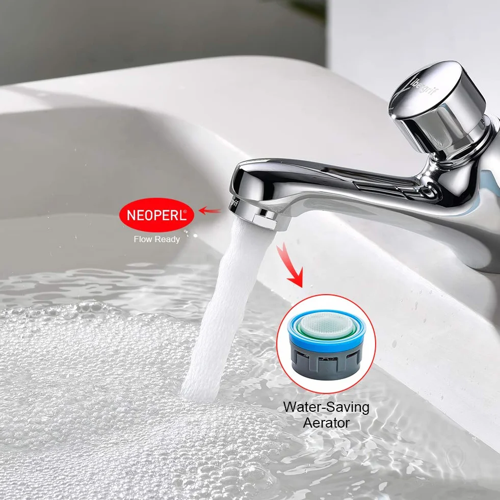 Ibergrif ‎M21901 Grifo de Lavabo Temporizado para Baño de Cocina Pública, Cierre Automático, Ahorro de Agua, Cromo