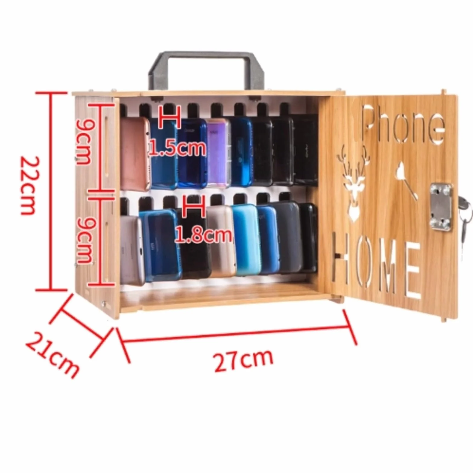 Armario para móviles 16/36 Compartimentos Madera con Cerradura para Estudiantes Empleados