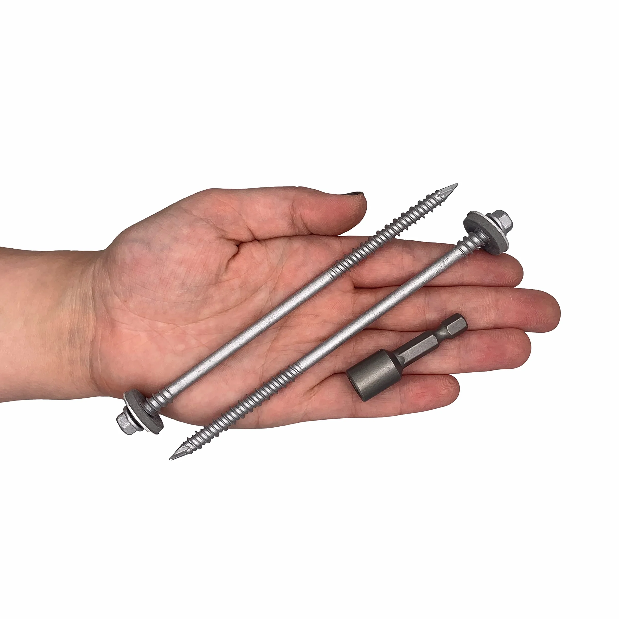 Paquete de 30 tornillos autoperforantes de cabeza hexagonal de acero al carbono de 6,4 x 140 mm con arandelas EPDM para fijar paneles sándwich (30, 6,4 x 140 mm)