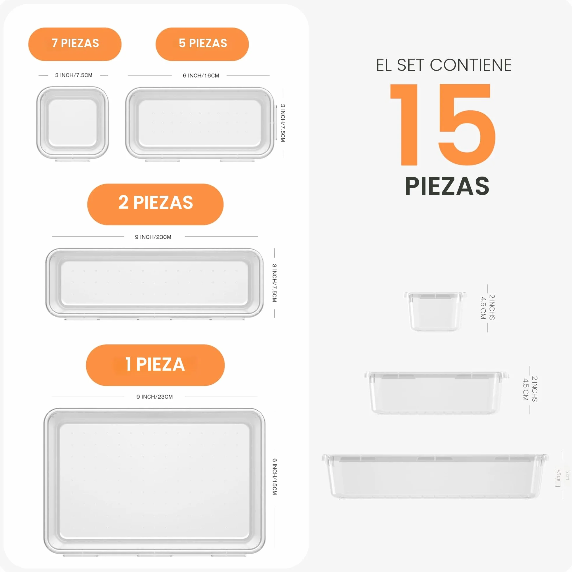 A-LuGei 15pcs Organizador Cajones, Almacenamiento para Maquillaje y Baño