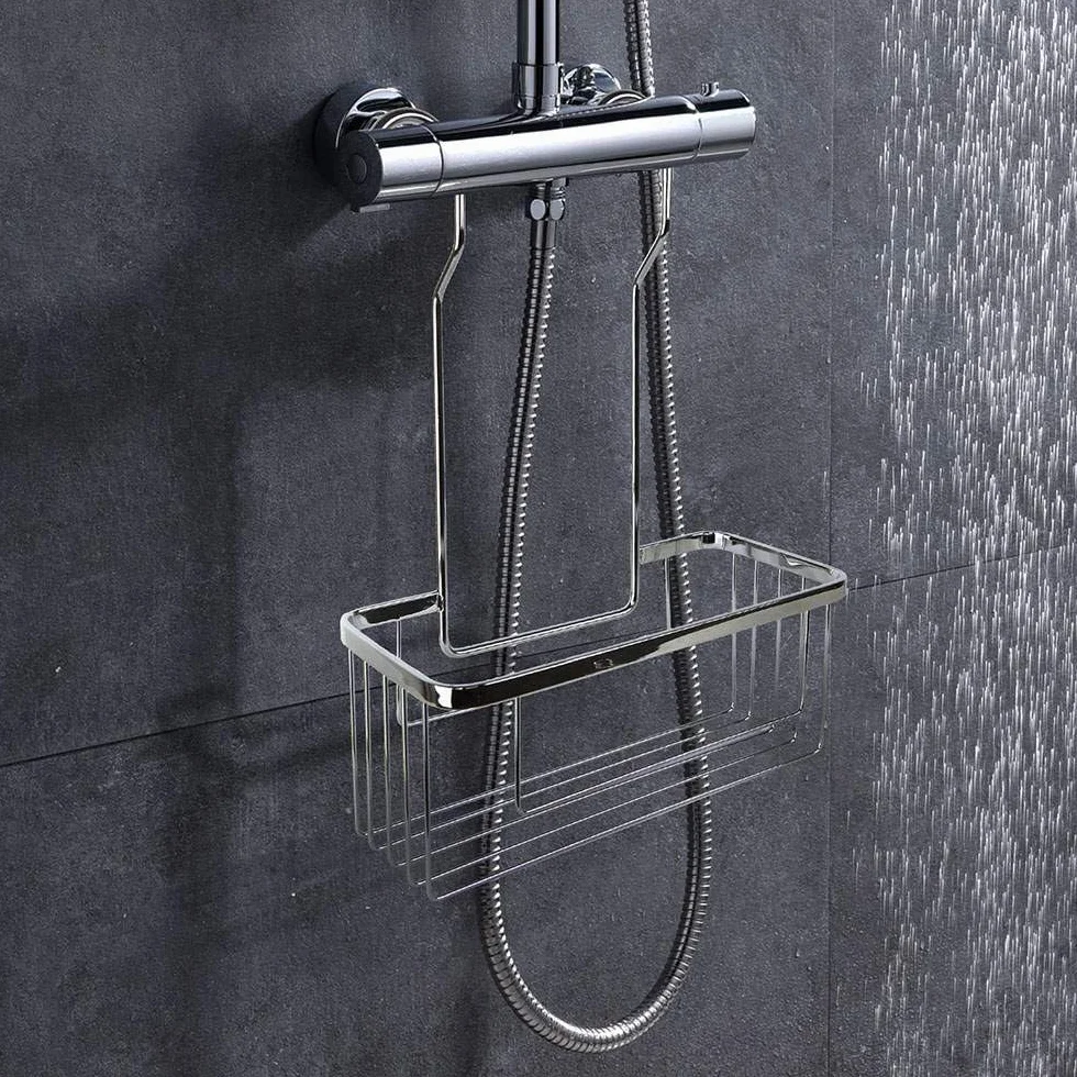 Kibath Cesta Portageles Estante de ducha para colgar en grifería. Sistema antibalancelo. Facil instalacion sin hacer agujeros ni taladros.