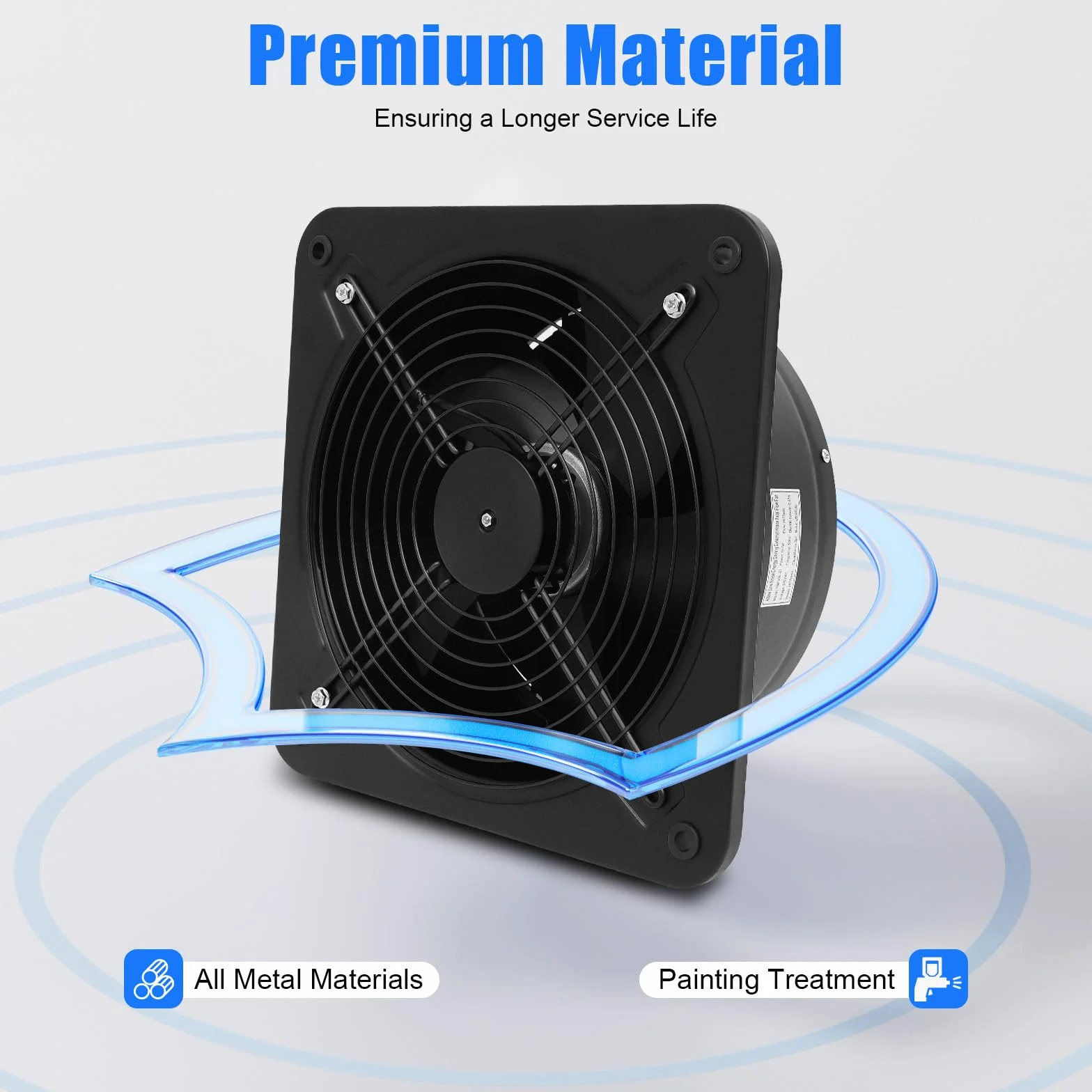 Ventilador extractor de 300 mm, 107 W, 2677 m³/h, ventilador de ventana, 2677 rpm, ventilador de pared, 5 aspas