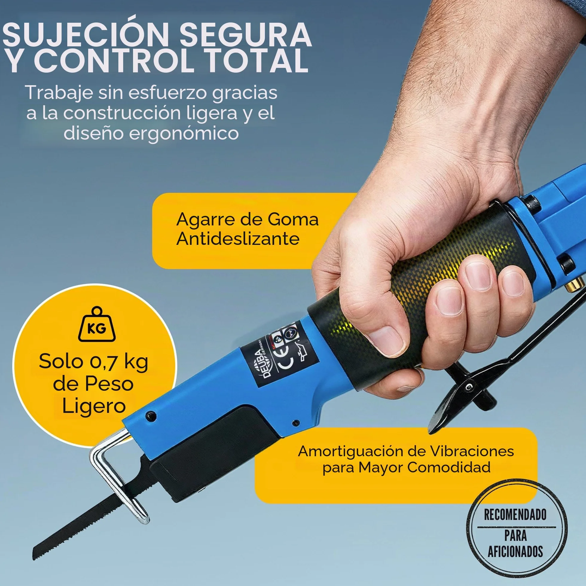 Monzana Sierra Neumática de Aire Comprimido 6 Hojas 2 Llaves Allen 10.000 rpm Mango de Goma Cortadora de Metal