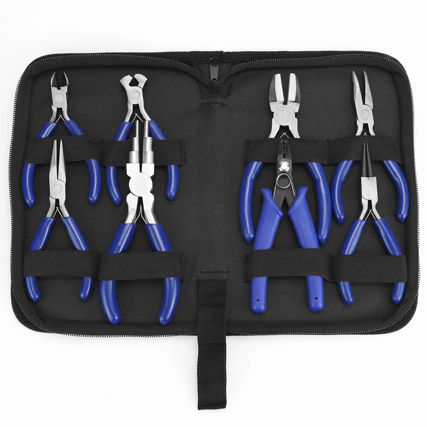 QWORK® Juego de 8 Alicates para Fabricación de Joyas - Alicates Joyería con Bolsa de Almacenamiento
