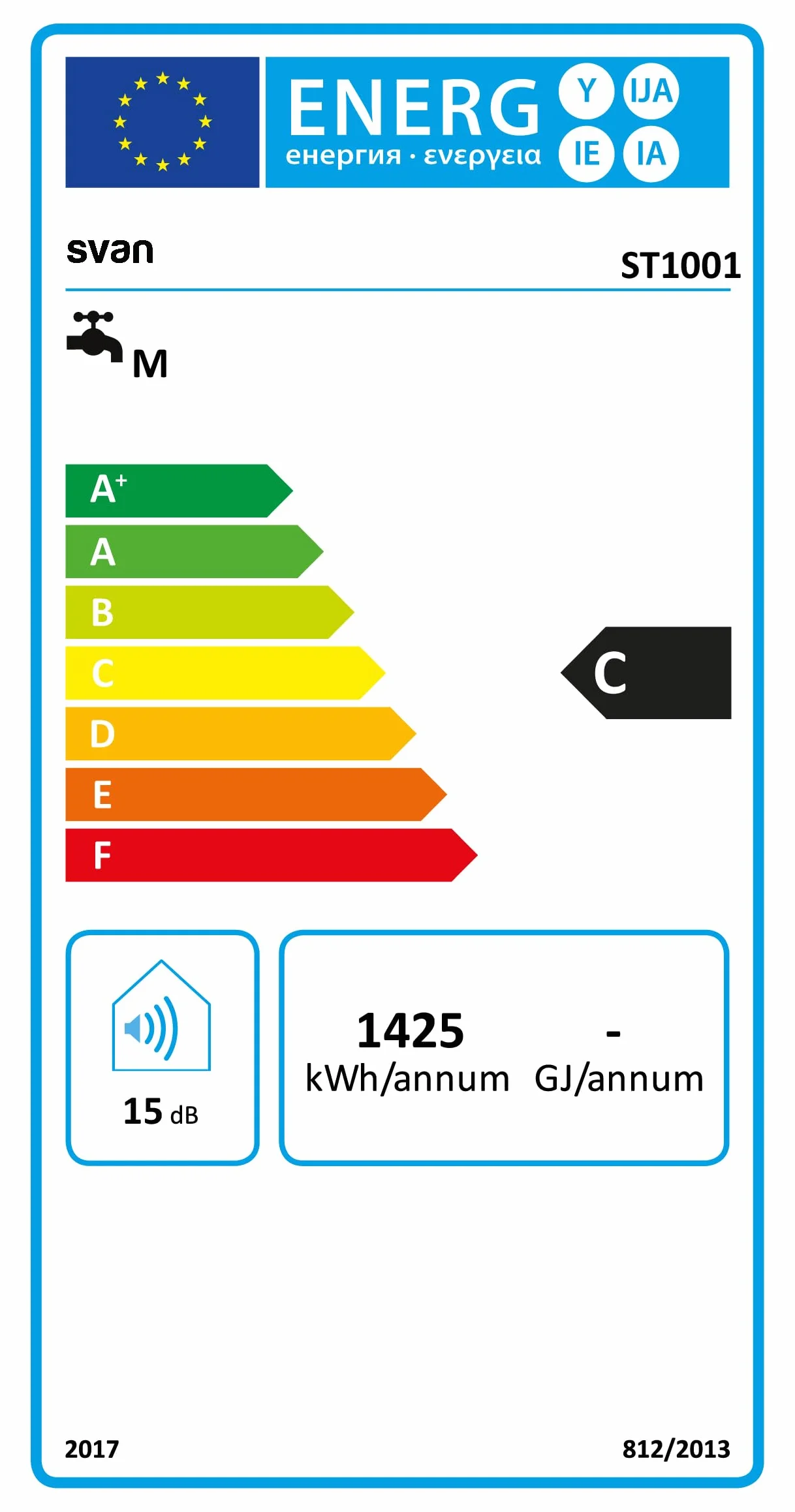 Svan Termo Eléctrico Vertical 100 Litros ST1001. Instalación Vertical, 1500W, Incluye Kit de Montaje, Resistencia de Acero inoxidable, Blanco, Eficiencia Energética Clase C