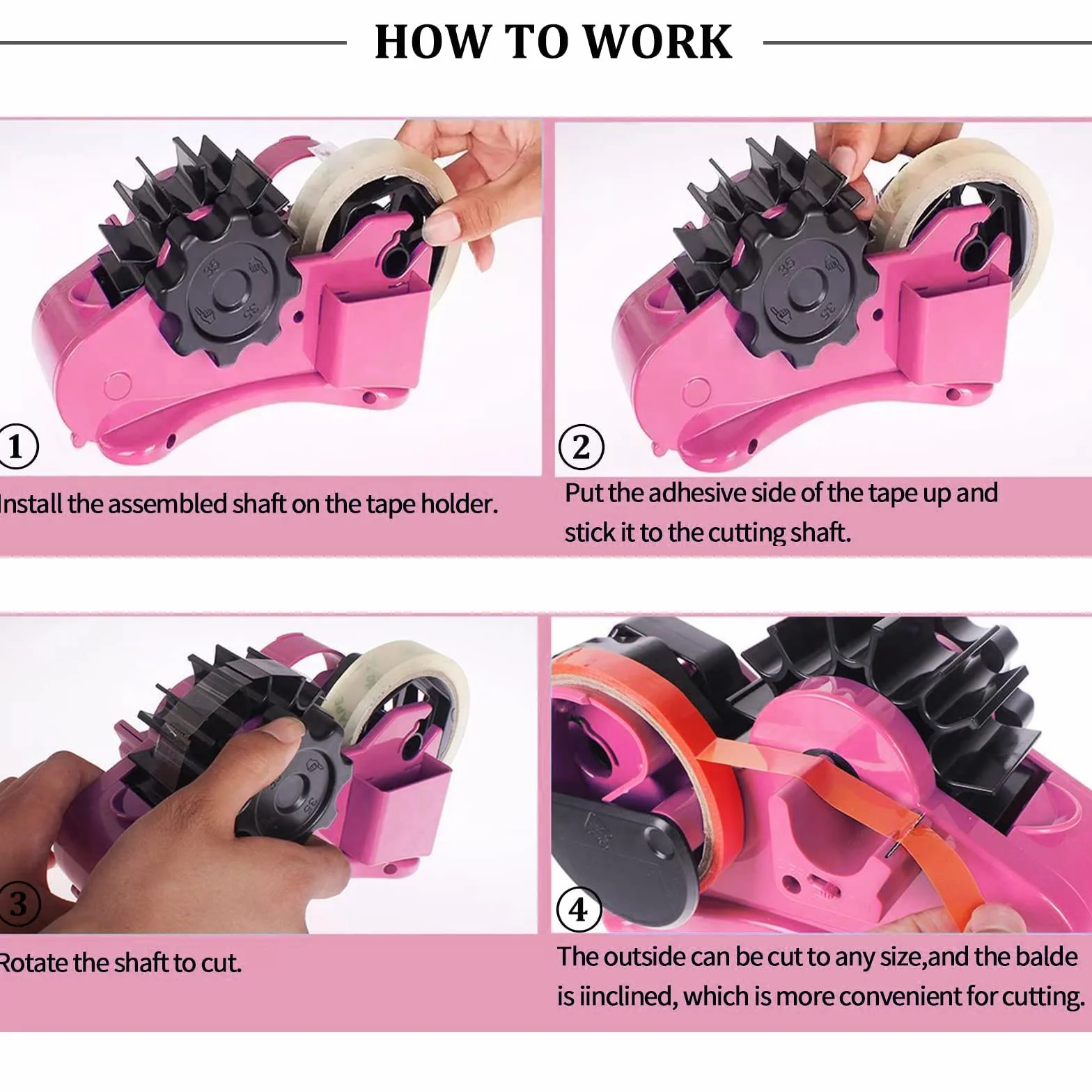 Dispensador de cinta de calor rosa sublimación, dispensador de cinta térmica, corte múltiple, rollo de 1 pulgada, núcleo de 3 pulgadas, doble carrete