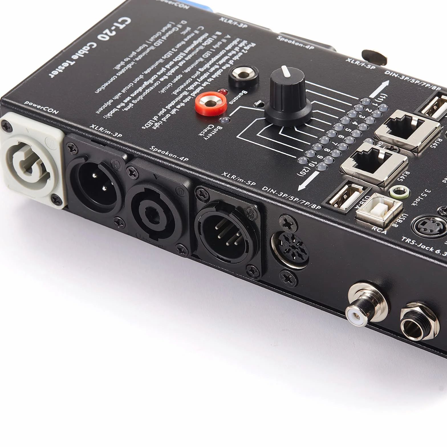 MFL. Probador de cable de audio de 15 enchufes, buscador de líneas, negro, 15 en 1, interruptor de 10 vías, rastreador de cables con indicadores LED, rectangular