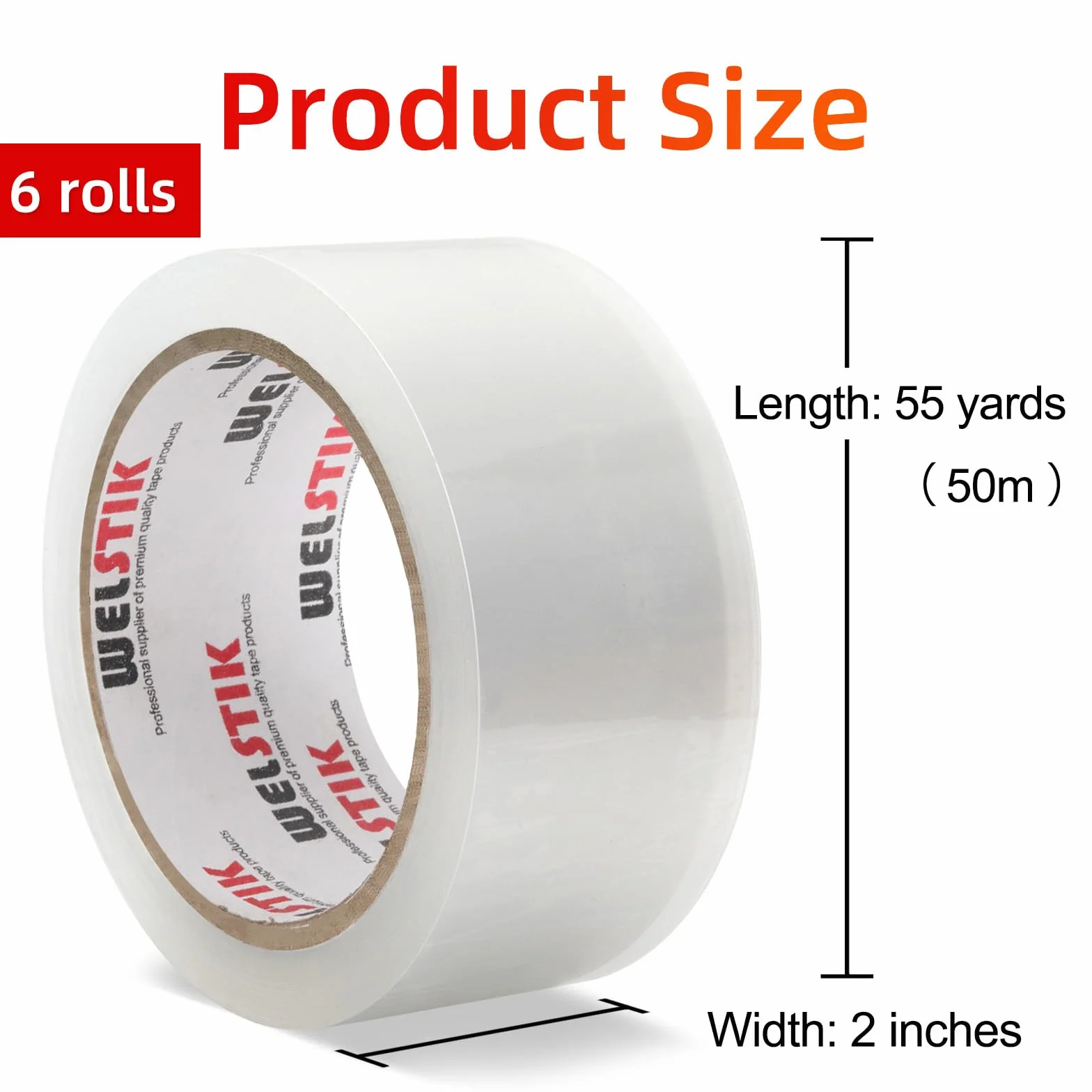 WELSTIK Cinta de embalaje 5 cm x 55 m transparente 6 piezas